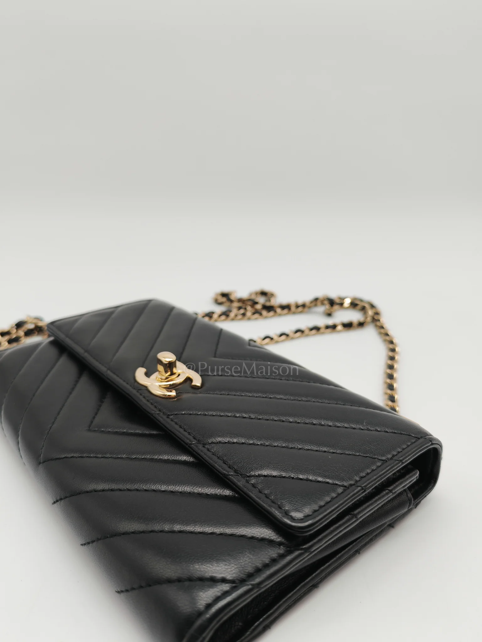 Chanel Trendy Wallet on Chain(WOC) Black Lambskin Leather in Light Gold Hardware (Series 25****00) - Image 17