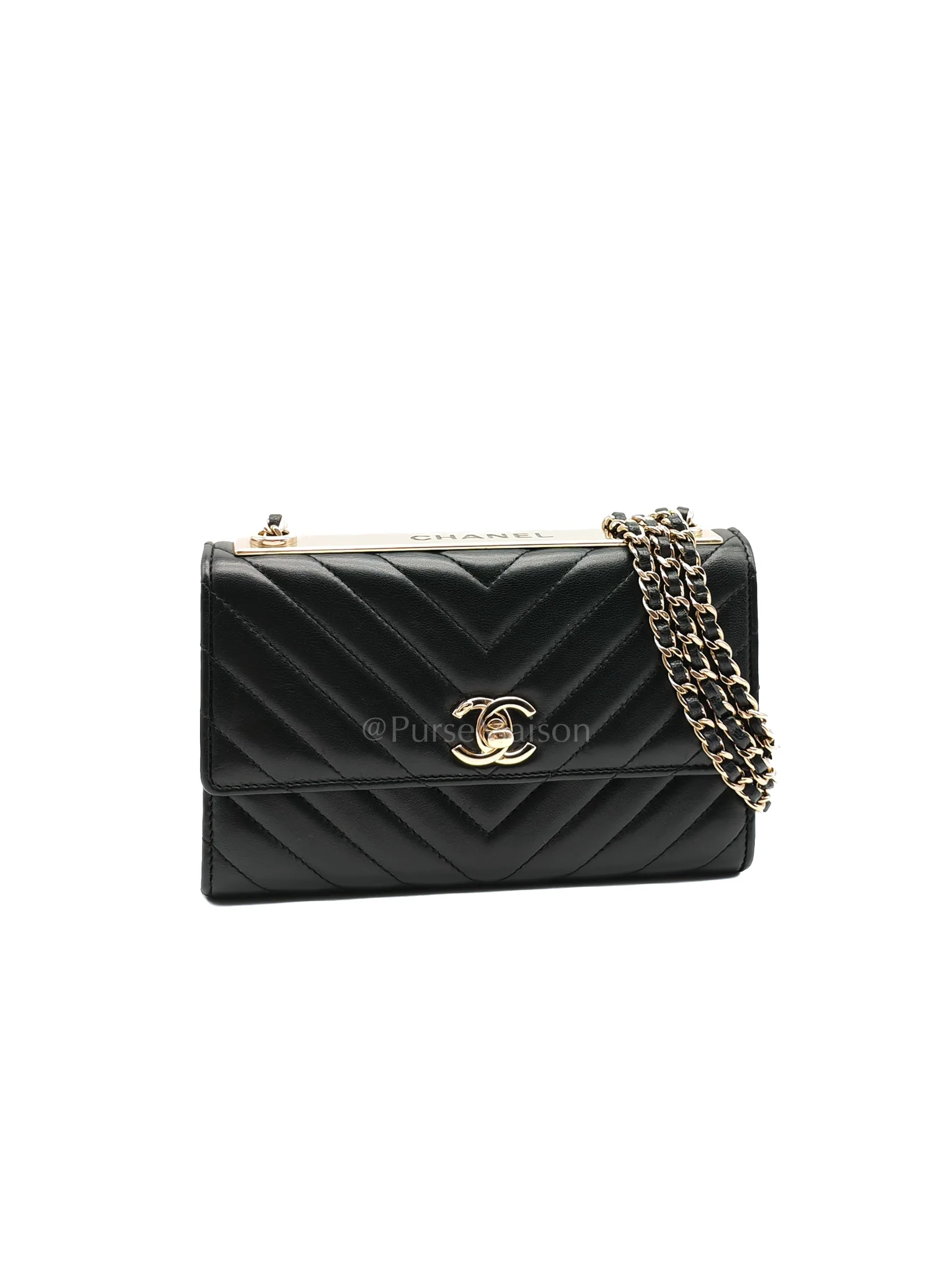 Chanel Trendy Wallet on Chain(WOC) Black Lambskin Leather in Light Gold Hardware (Series 25****00) - Image 2