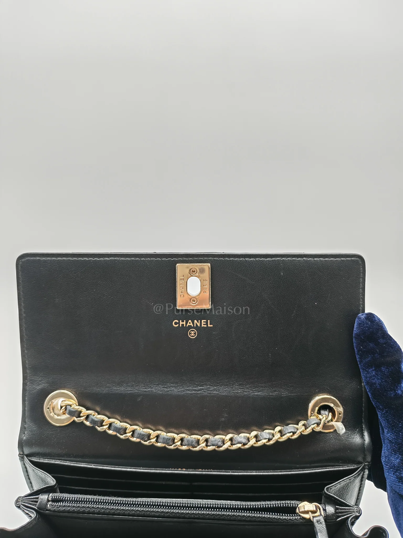 Chanel Trendy Wallet on Chain(WOC) Black Lambskin Leather in Light Gold Hardware (Series 25****00) - Image 22