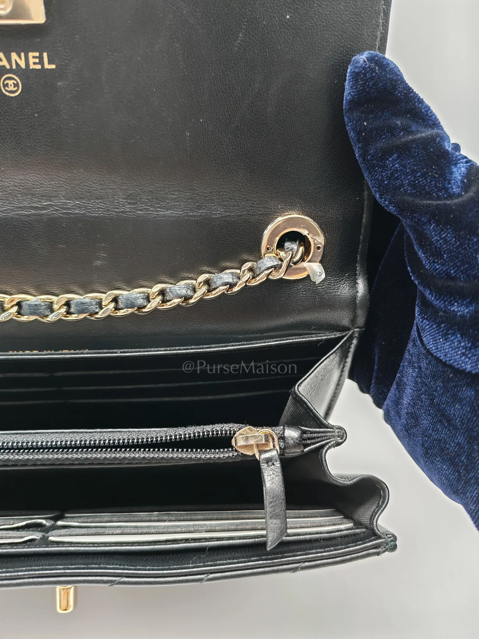 Chanel Trendy Wallet on Chain(WOC) Black Lambskin Leather in Light Gold Hardware (Series 25****00) - Image 23