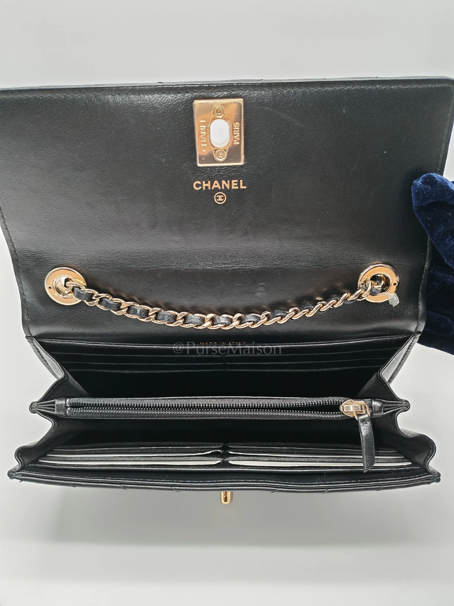 Chanel Trendy Wallet on Chain(WOC) Black Lambskin Leather in Light Gold Hardware (Series 25****00) - Image 24