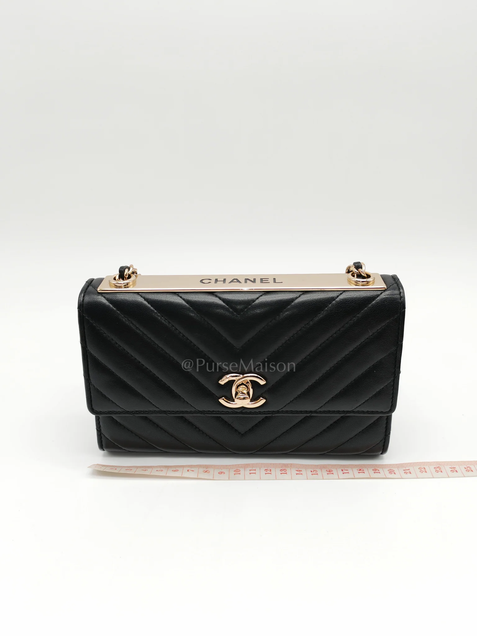 Chanel Trendy Wallet on Chain(WOC) Black Lambskin Leather in Light Gold Hardware (Series 25****00) - Image 27