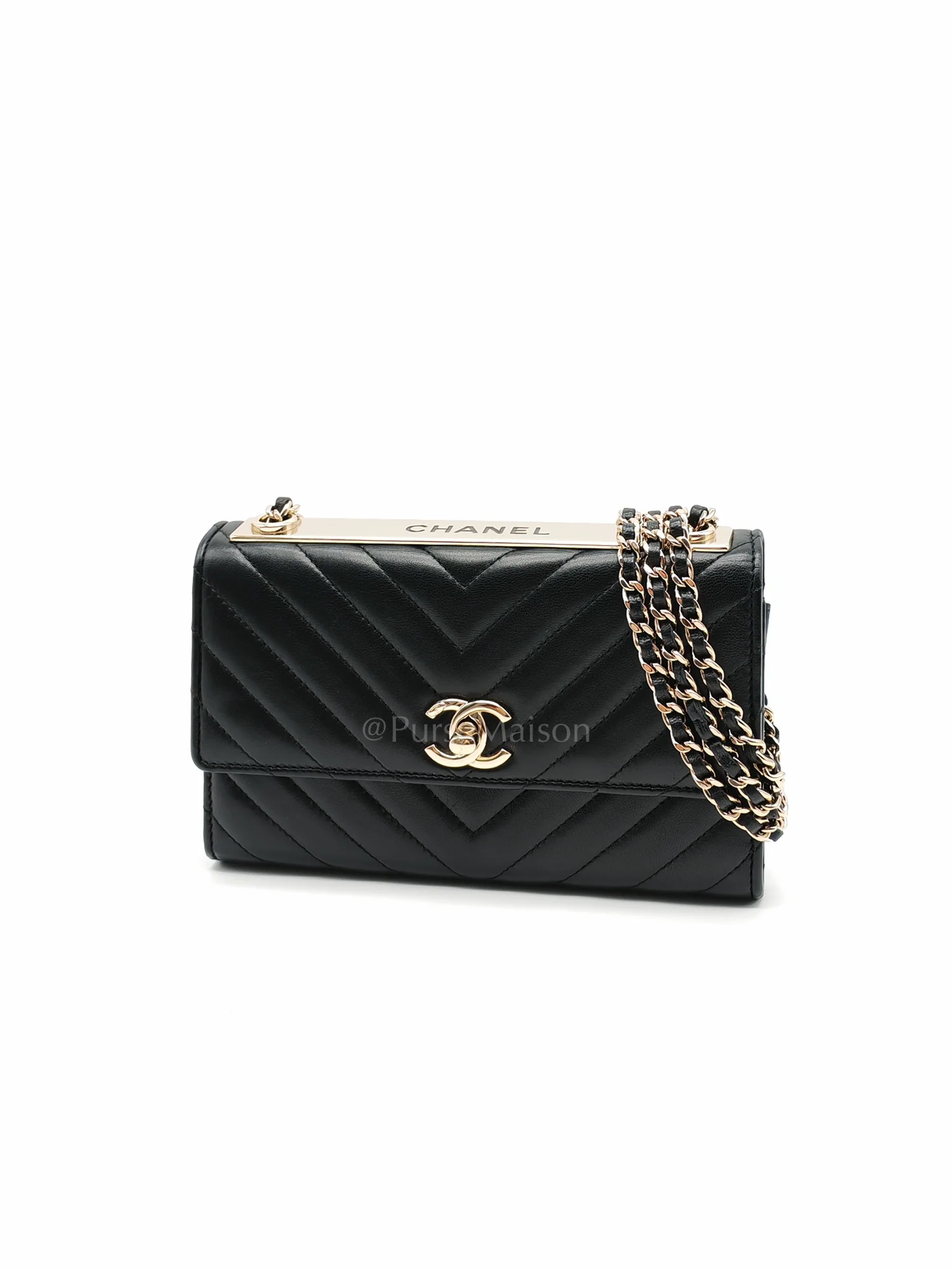 Chanel Trendy Wallet on Chain(WOC) Black Lambskin Leather in Light Gold Hardware (Series 25****00) - Image 3