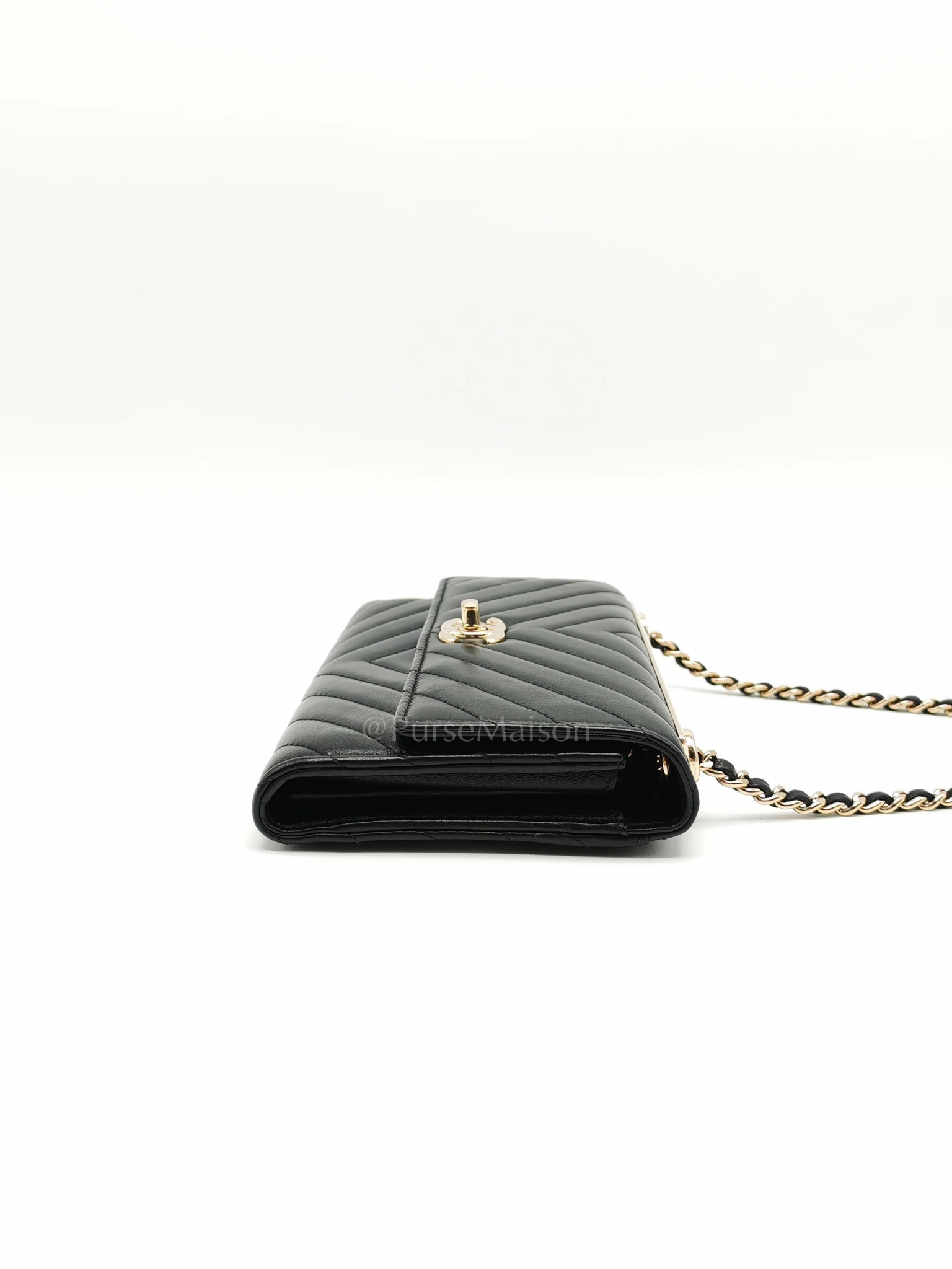 Chanel Trendy Wallet on Chain(WOC) Black Lambskin Leather in Light Gold Hardware (Series 25****00) - Image 5