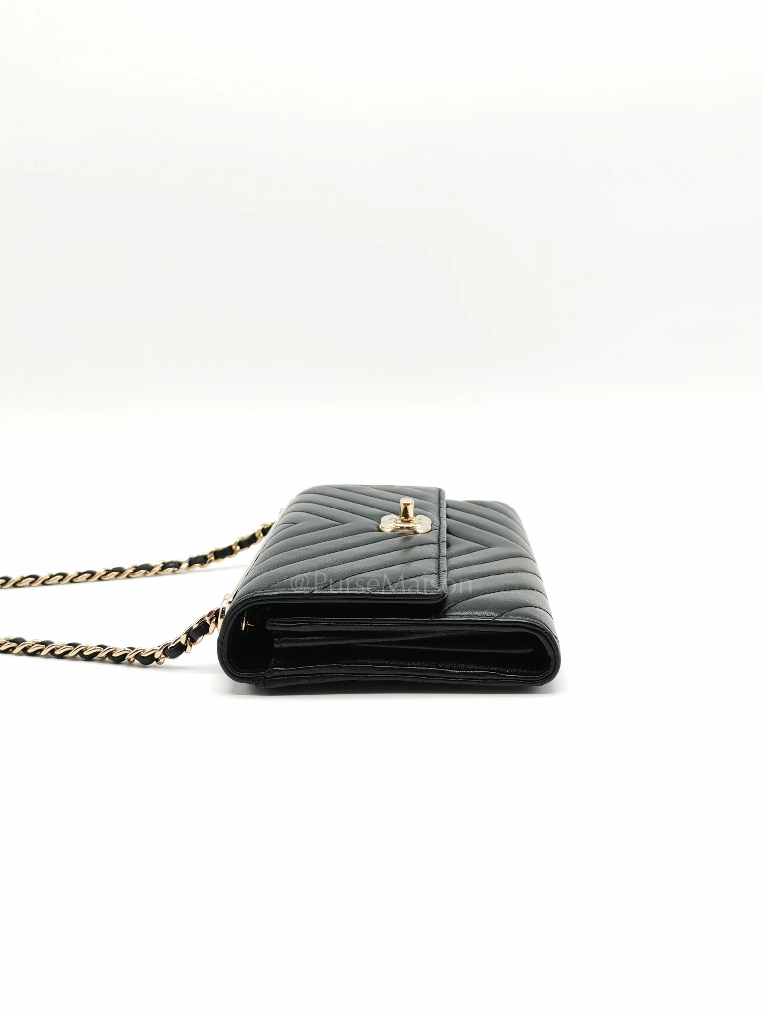Chanel Trendy Wallet on Chain(WOC) Black Lambskin Leather in Light Gold Hardware (Series 25****00) - Image 6