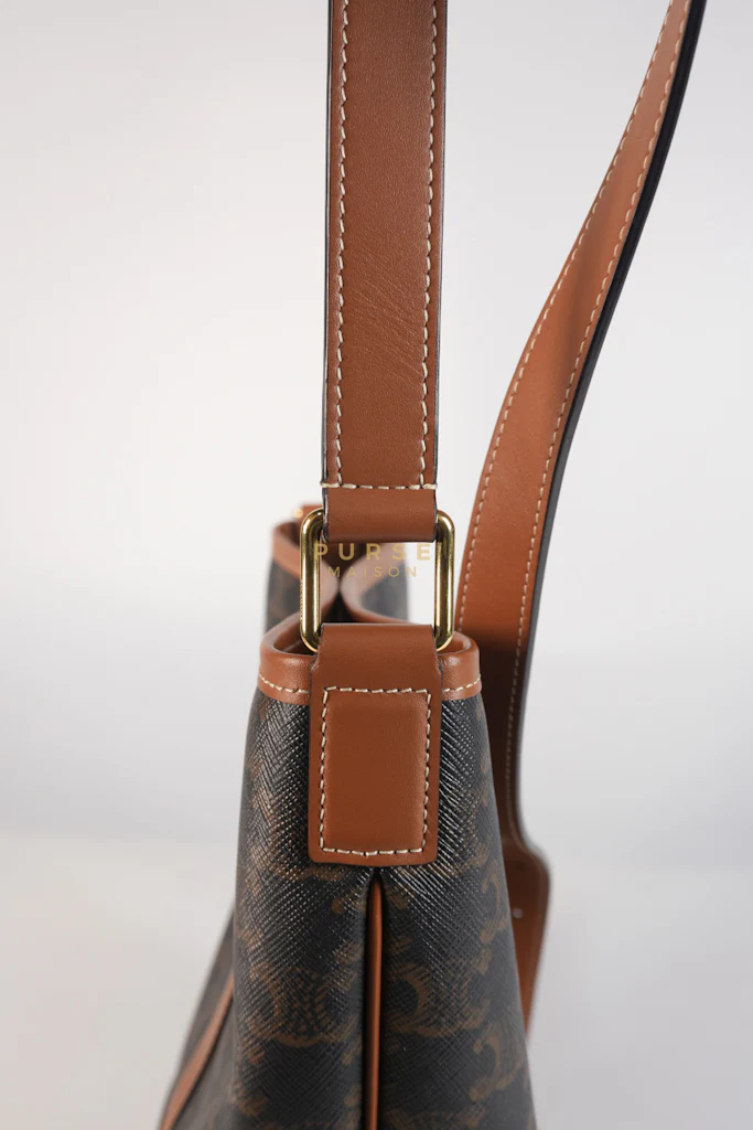 Celine Triomphe Bucket Bag Small in Black/Dark Brown Calfskin Leather & Gold Hardware - Image 21
