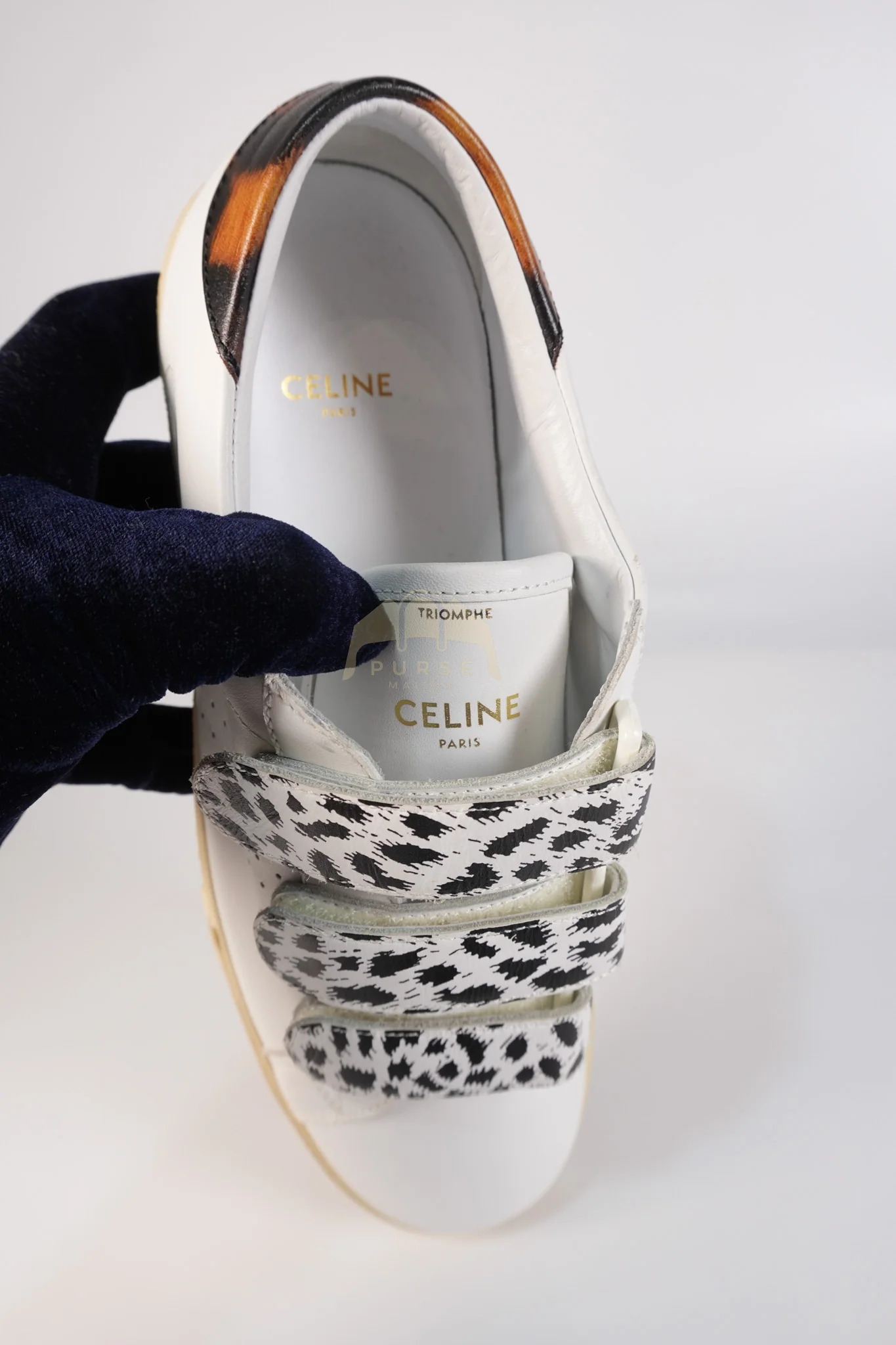 Celine Triomphe Sneakers Touch Strap in White Leather Size 40 (25cm) - Image 17