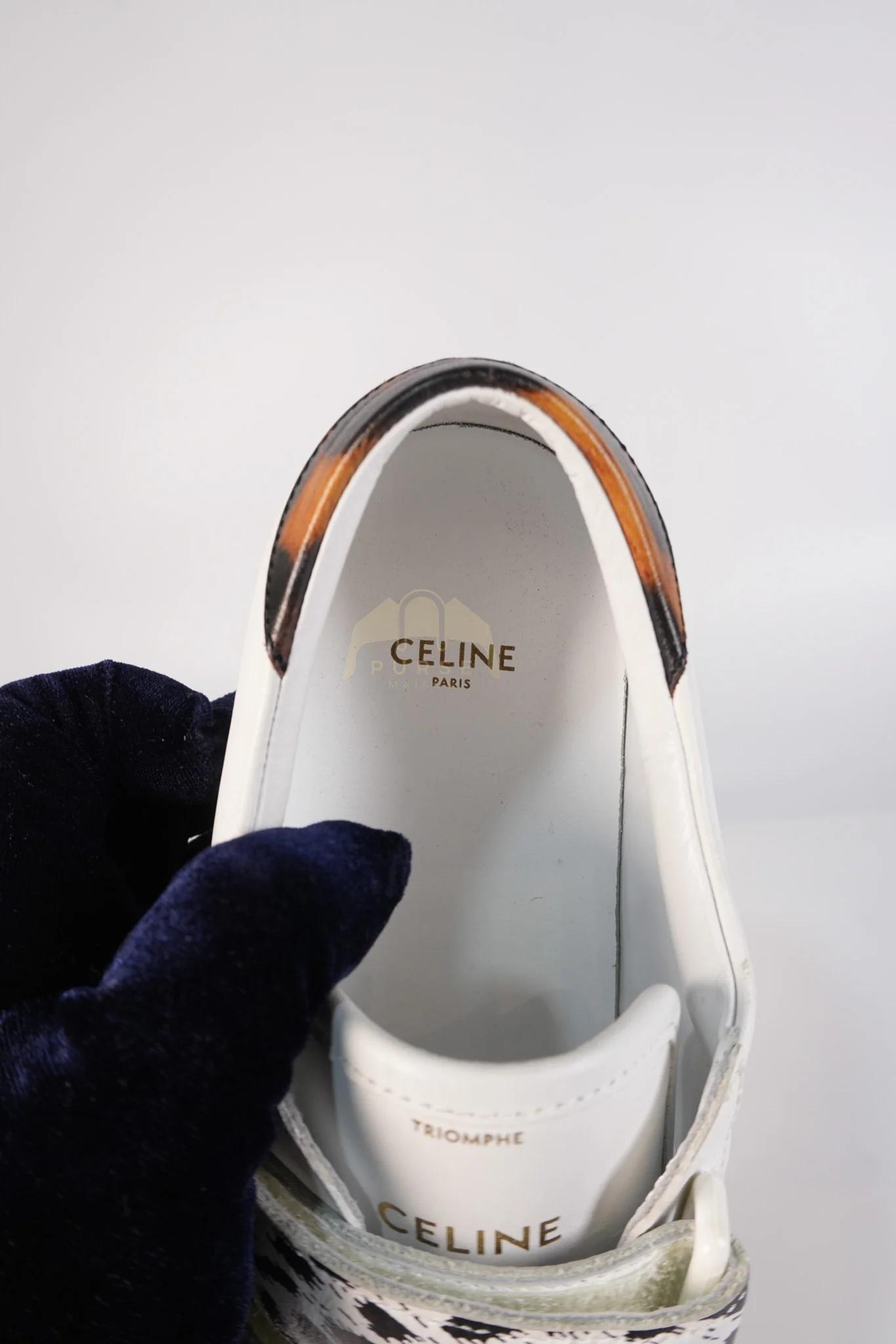 Celine Triomphe Sneakers Touch Strap in White Leather Size 40 (25cm) - Image 18