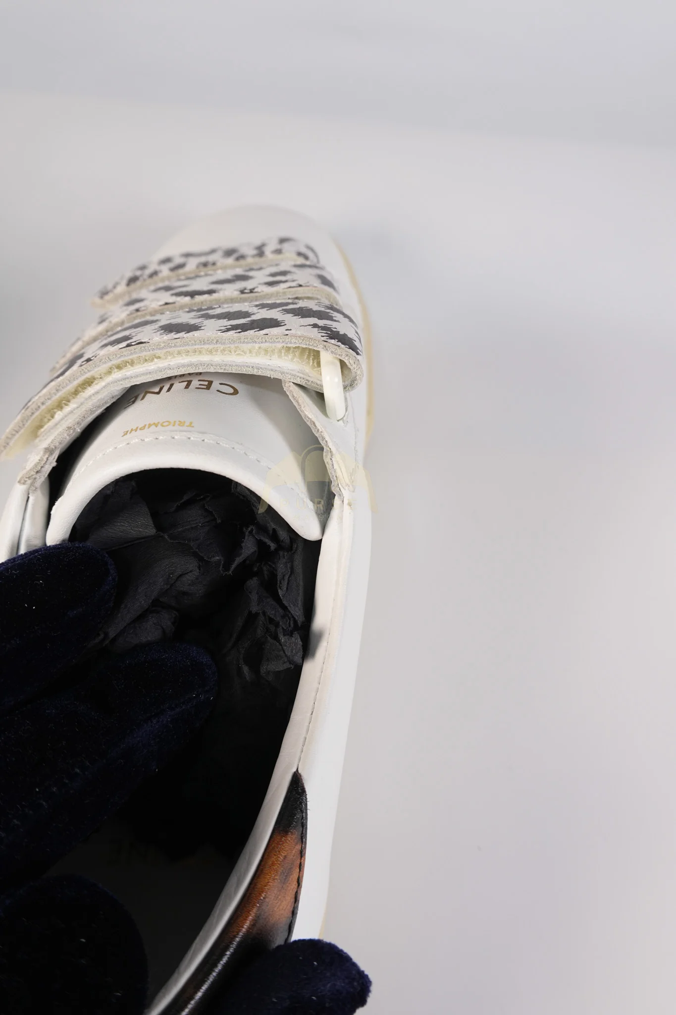 Celine Triomphe Sneakers Touch Strap in White Leather Size 40 (25cm) - Image 23