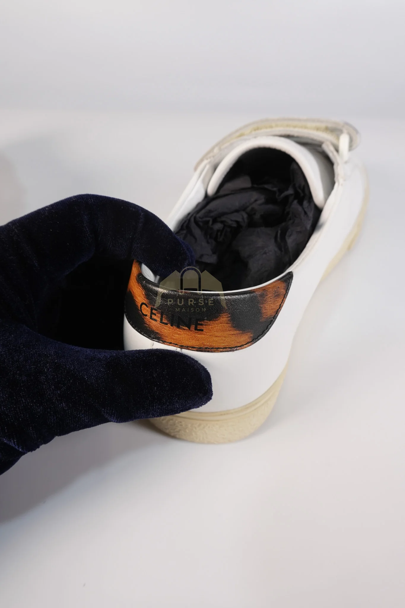 Celine Triomphe Sneakers Touch Strap in White Leather Size 40 (25cm) - Image 24