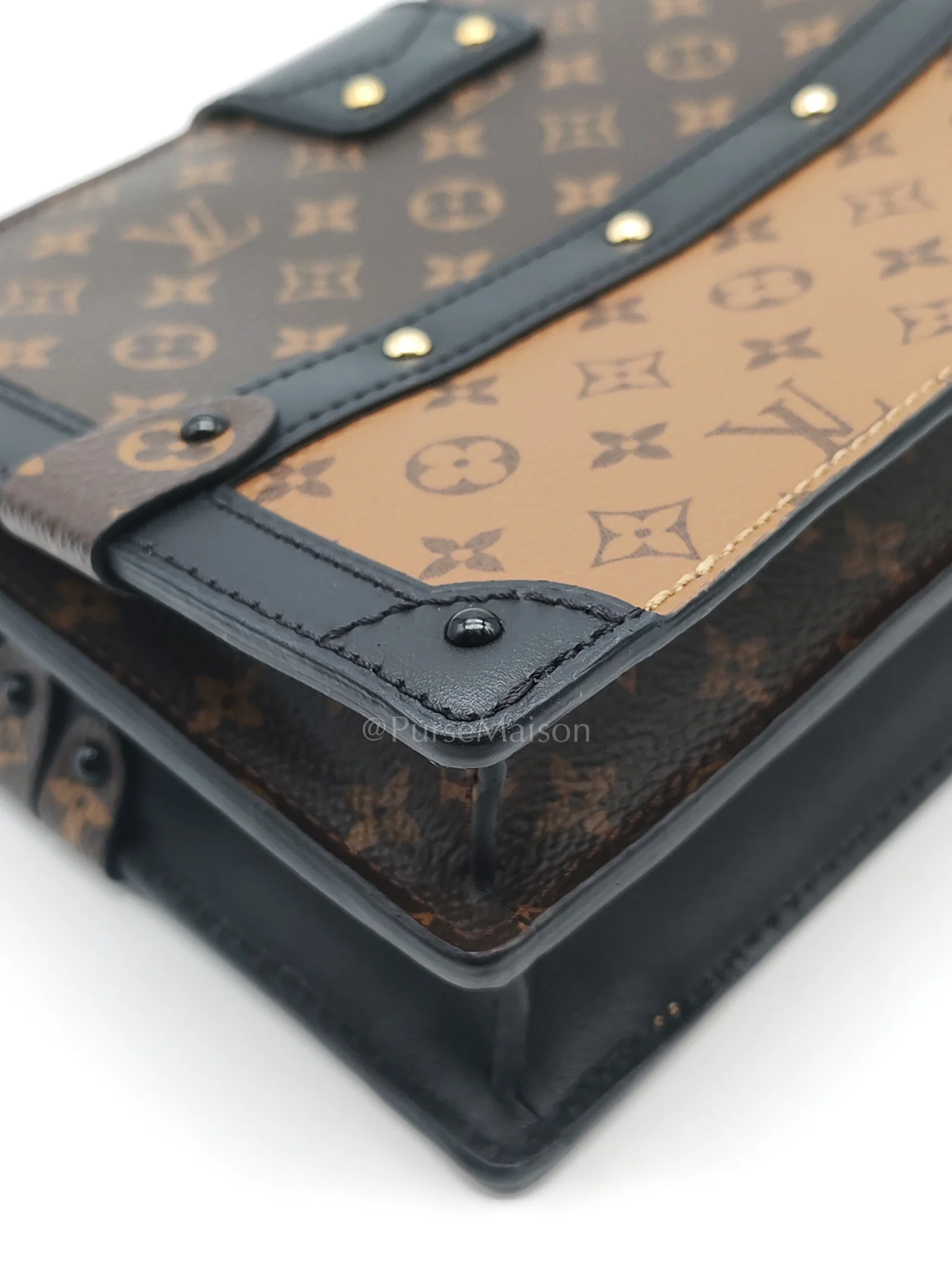 Louis Vuitton Trunk Clutch Bag in Monogram Reverse Canvas & Gold Hardware Microchip - Image 11