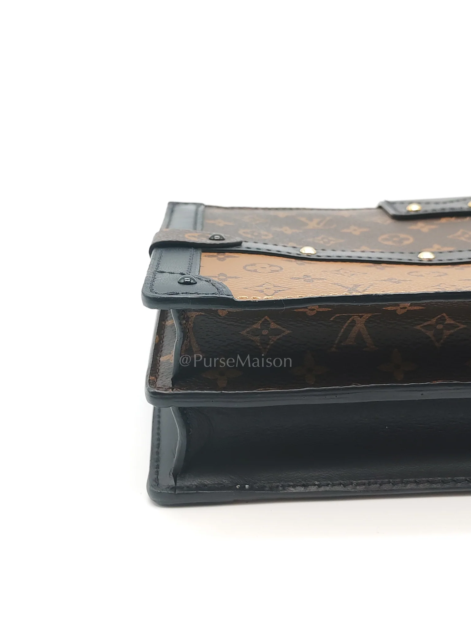Louis Vuitton Trunk Clutch Bag in Monogram Reverse Canvas & Gold Hardware Microchip - Image 12