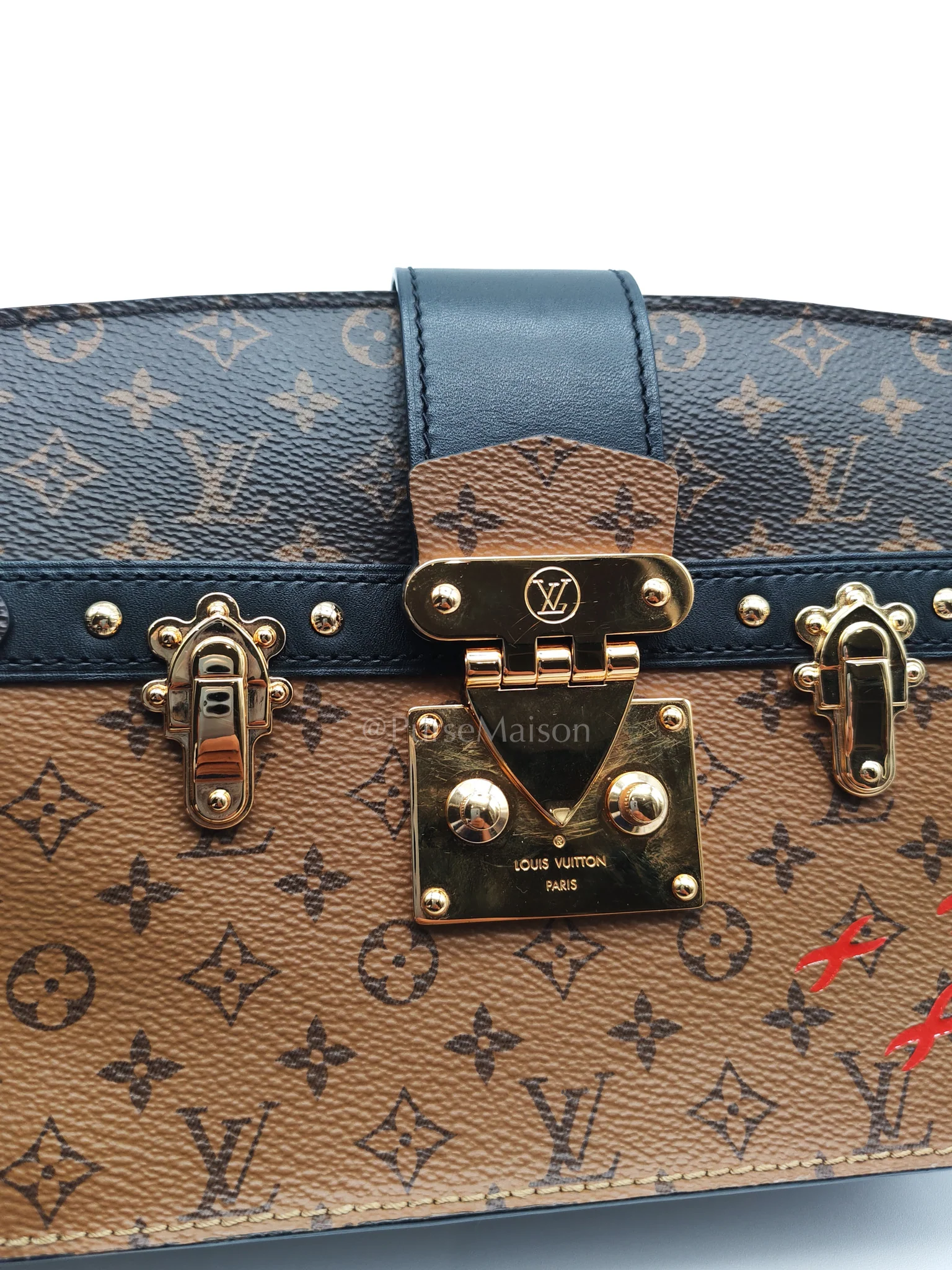 Louis Vuitton Trunk Clutch Bag in Monogram Reverse Canvas & Gold Hardware Microchip - Image 15