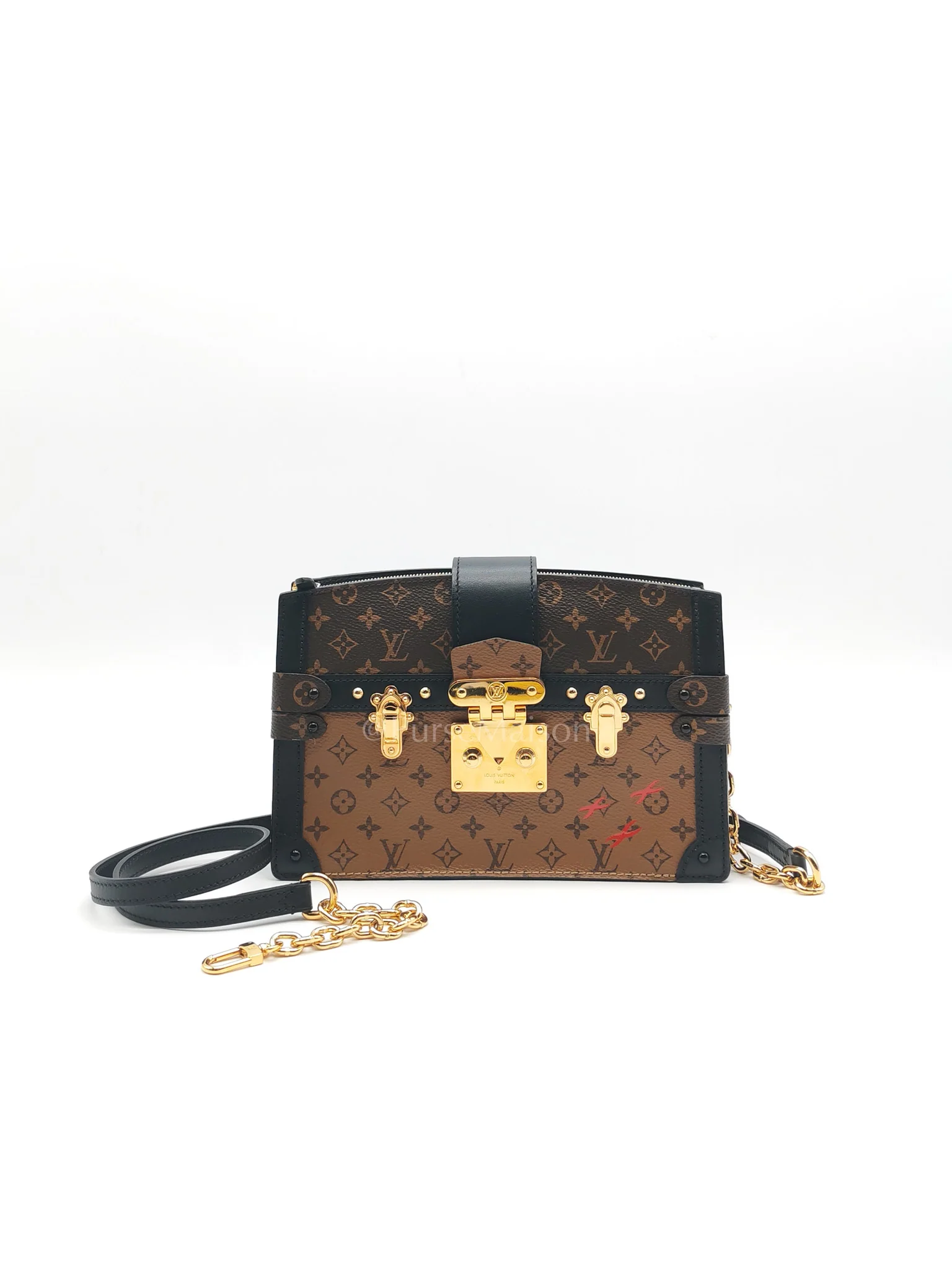 Louis Vuitton Trunk Clutch Bag in Monogram Reverse Canvas & Gold Hardware Microchip - Image 25