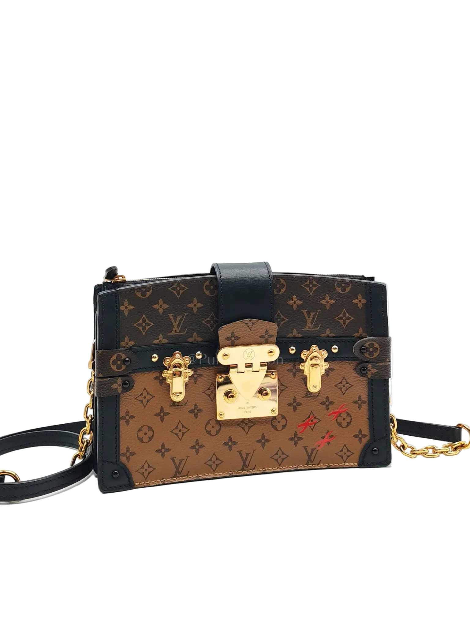 Louis Vuitton Trunk Clutch in Reverse Monogram & Gold Hardware Microchip - Image 2