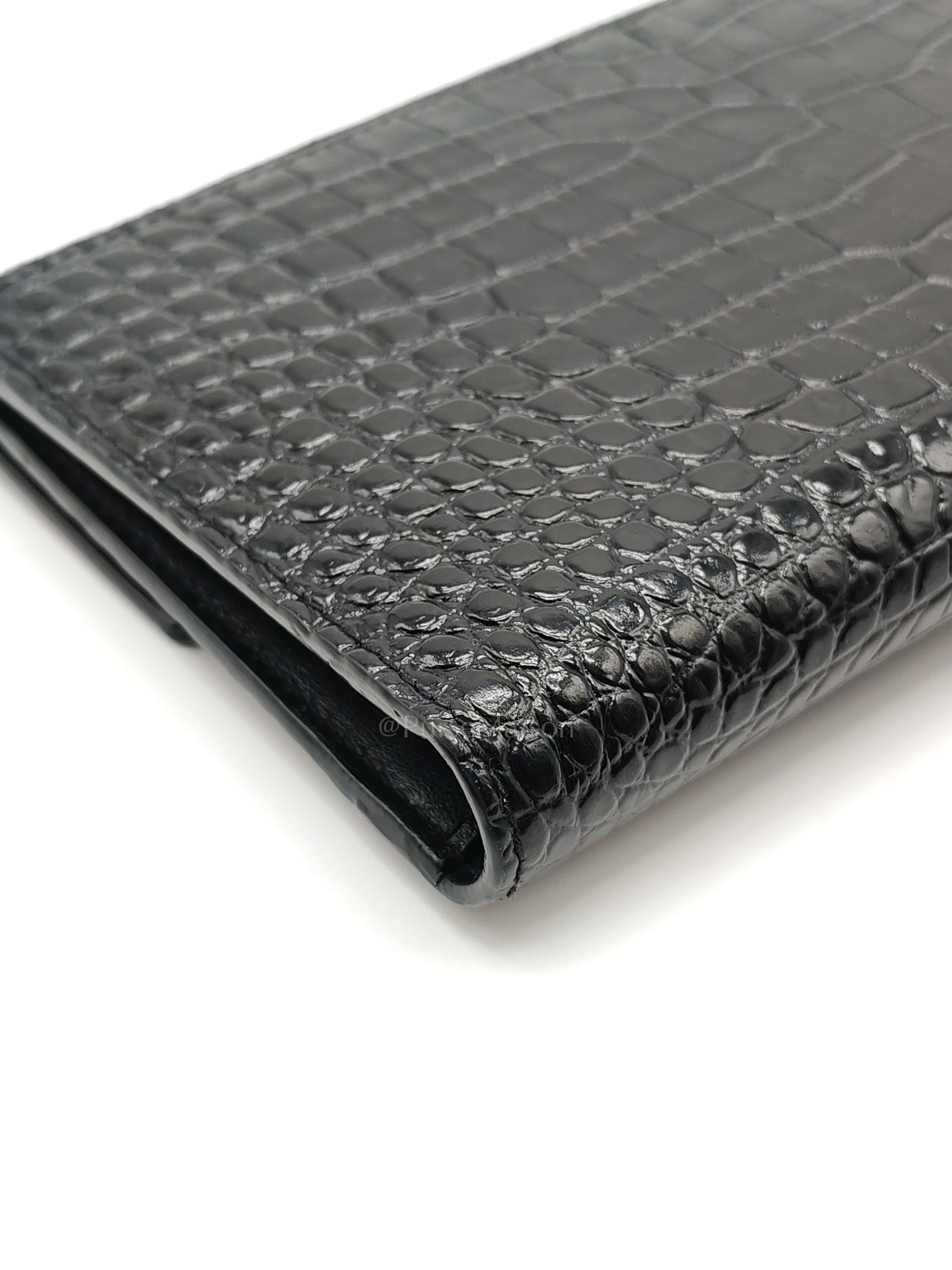 Yves Saint Laurent Uptown Clutch in Black Croc-embossed Calfskin Leather & Silver Hardware - Image 11