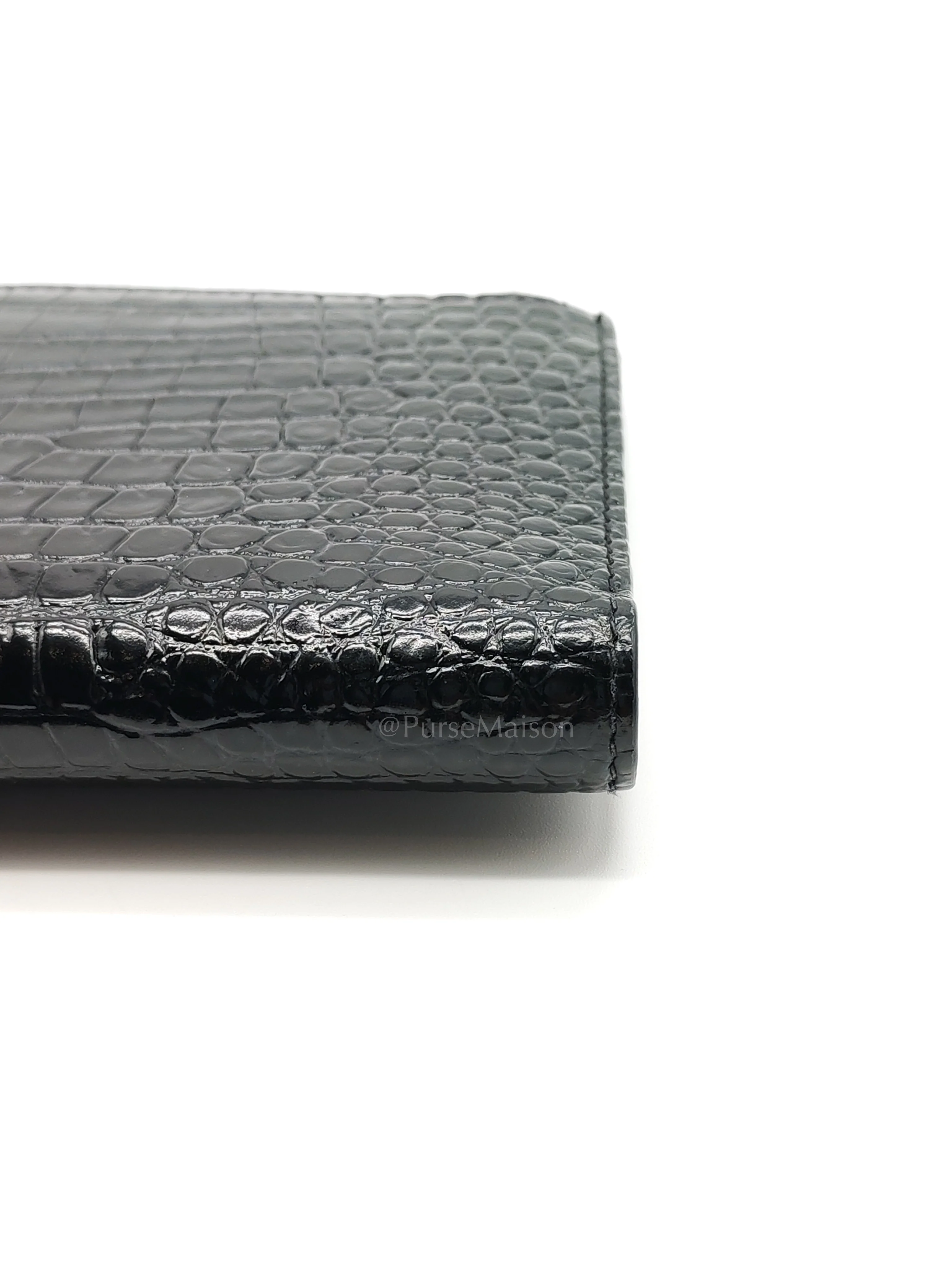 Yves Saint Laurent Uptown Clutch in Black Croc-embossed Calfskin Leather & Silver Hardware - Image 14