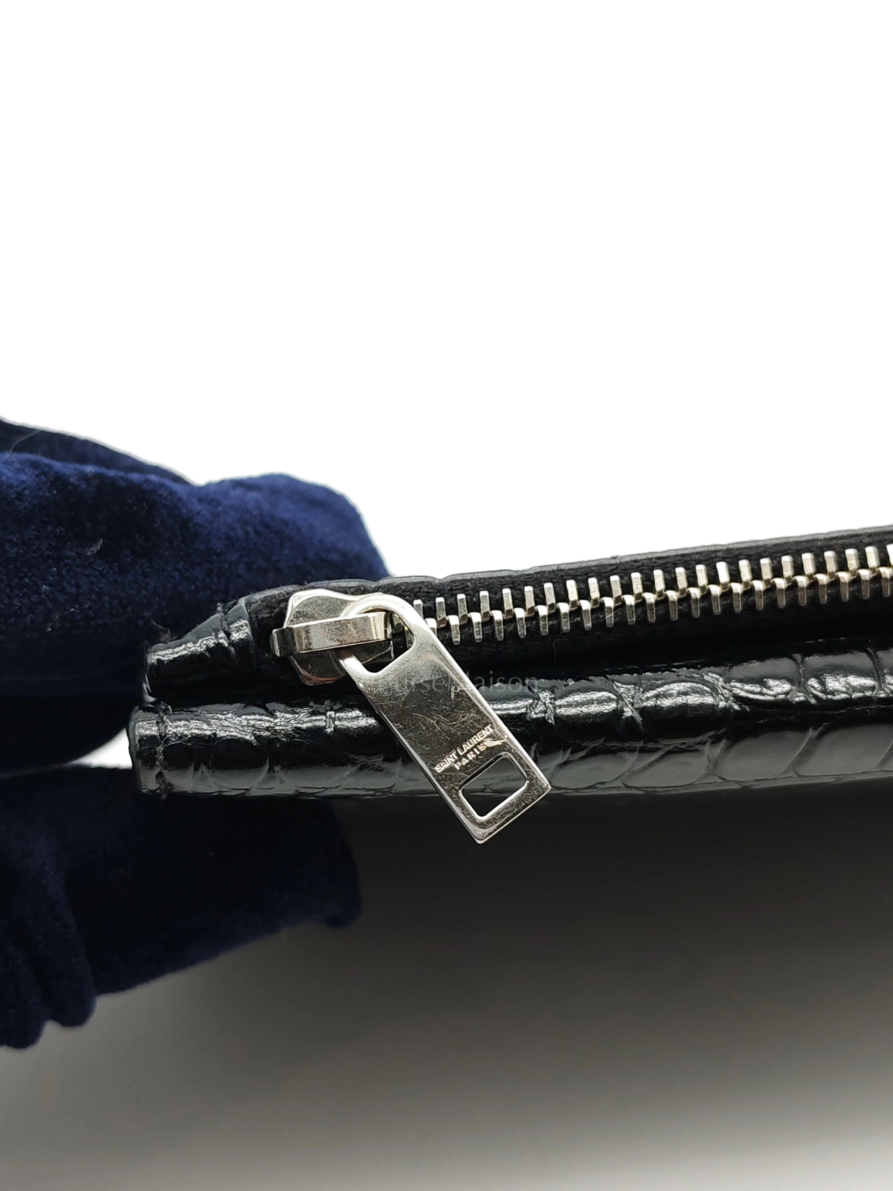 Yves Saint Laurent Uptown Clutch in Black Croc-embossed Calfskin Leather & Silver Hardware - Image 15