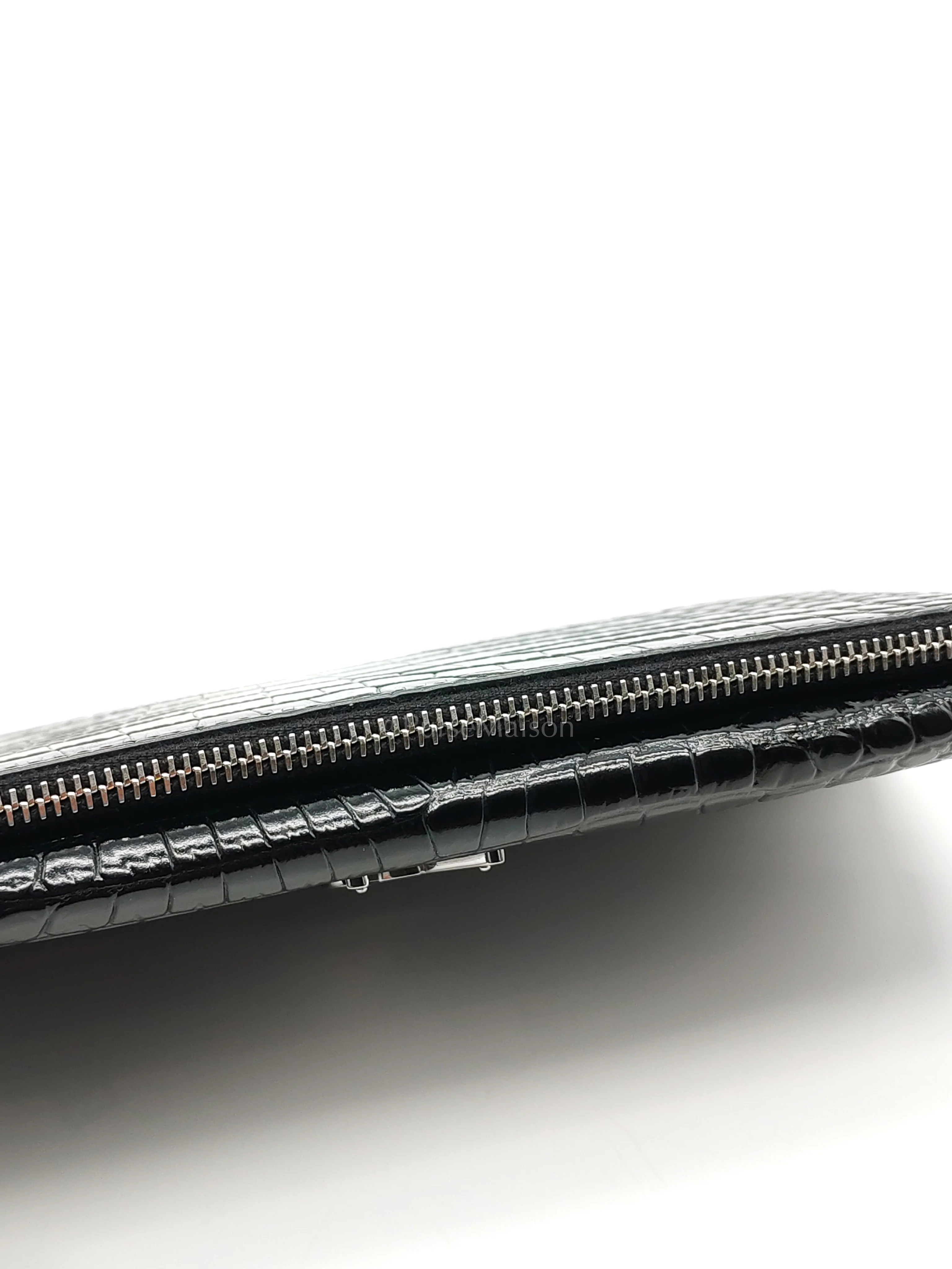 Yves Saint Laurent Uptown Clutch in Black Croc-embossed Calfskin Leather & Silver Hardware - Image 17