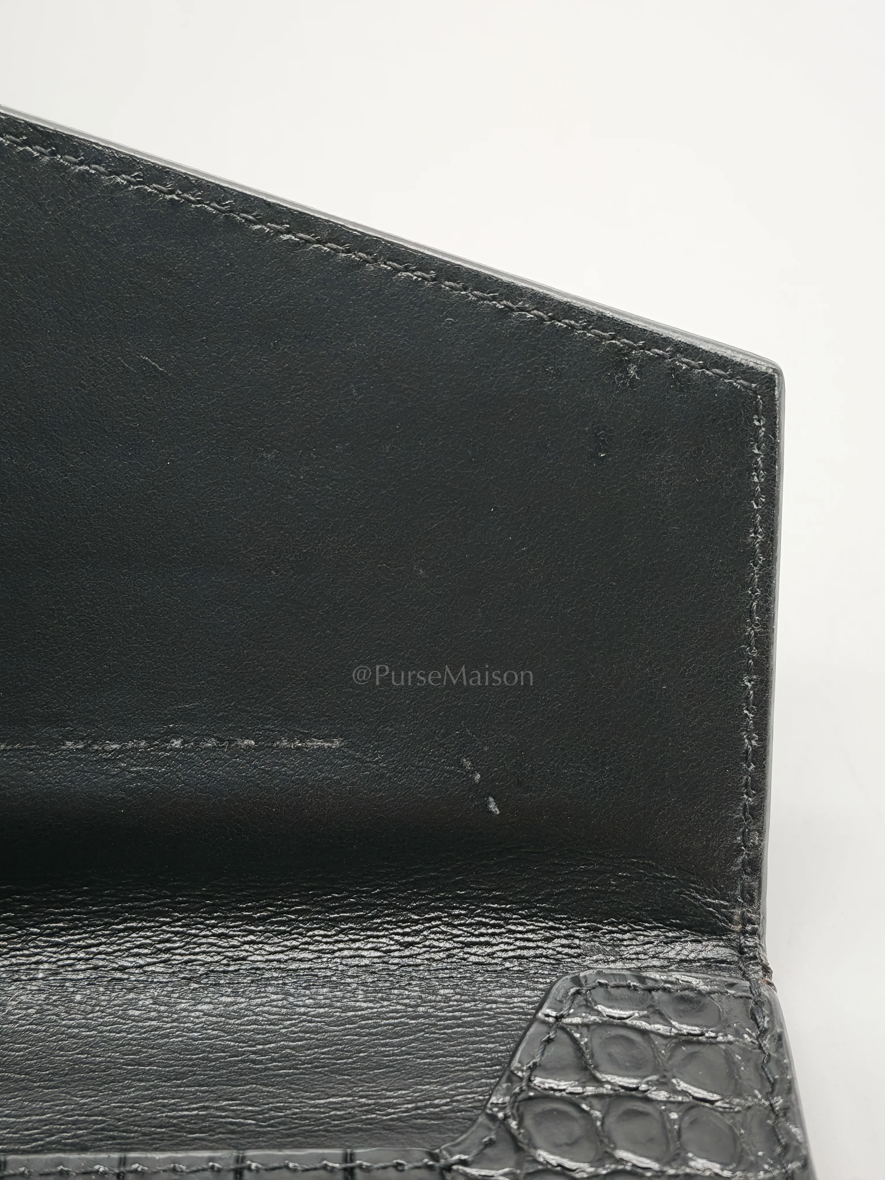Yves Saint Laurent Uptown Clutch in Black Croc-embossed Calfskin Leather & Silver Hardware - Image 22