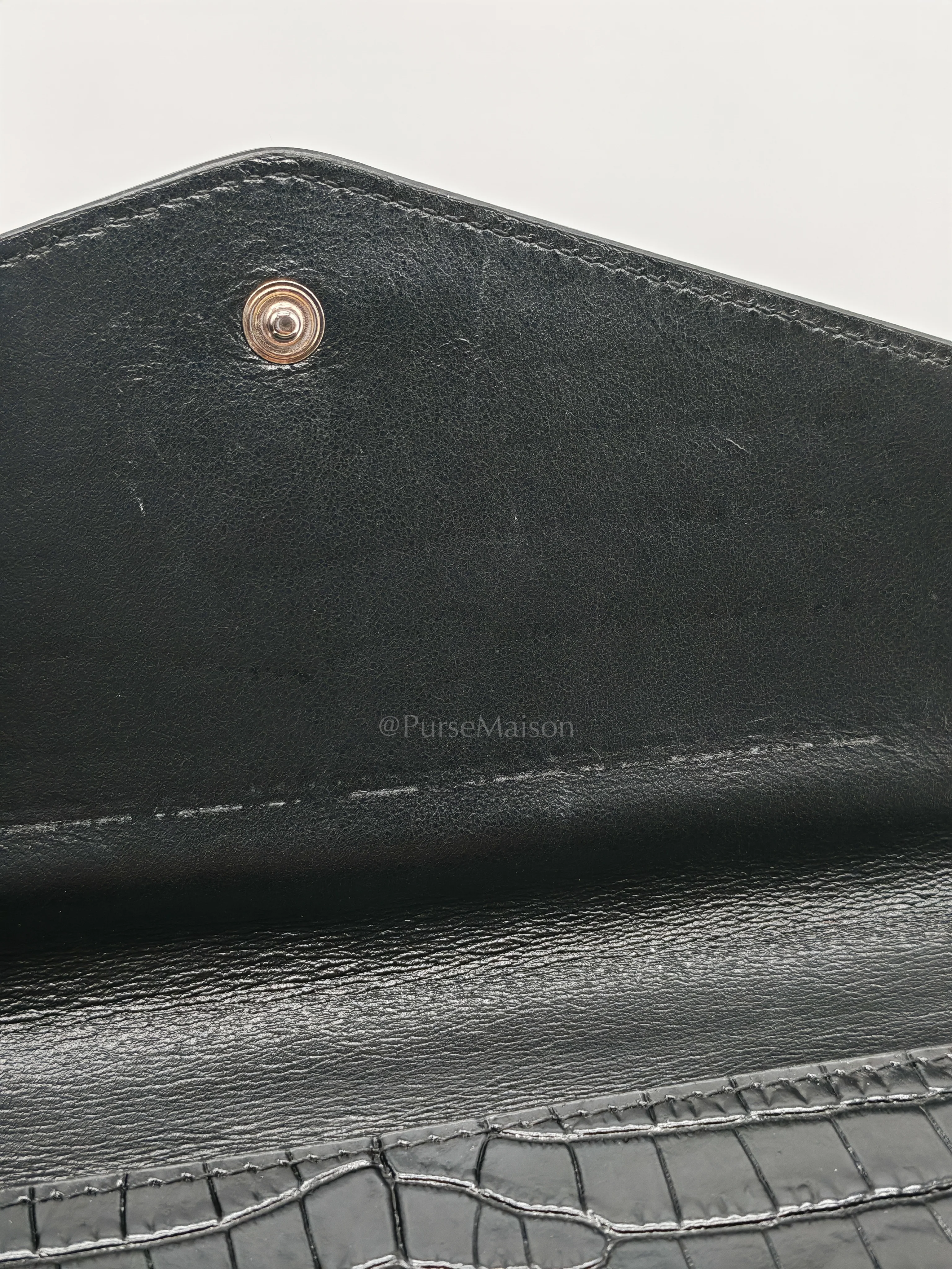 Yves Saint Laurent Uptown Clutch in Black Croc-embossed Calfskin Leather & Silver Hardware - Image 23