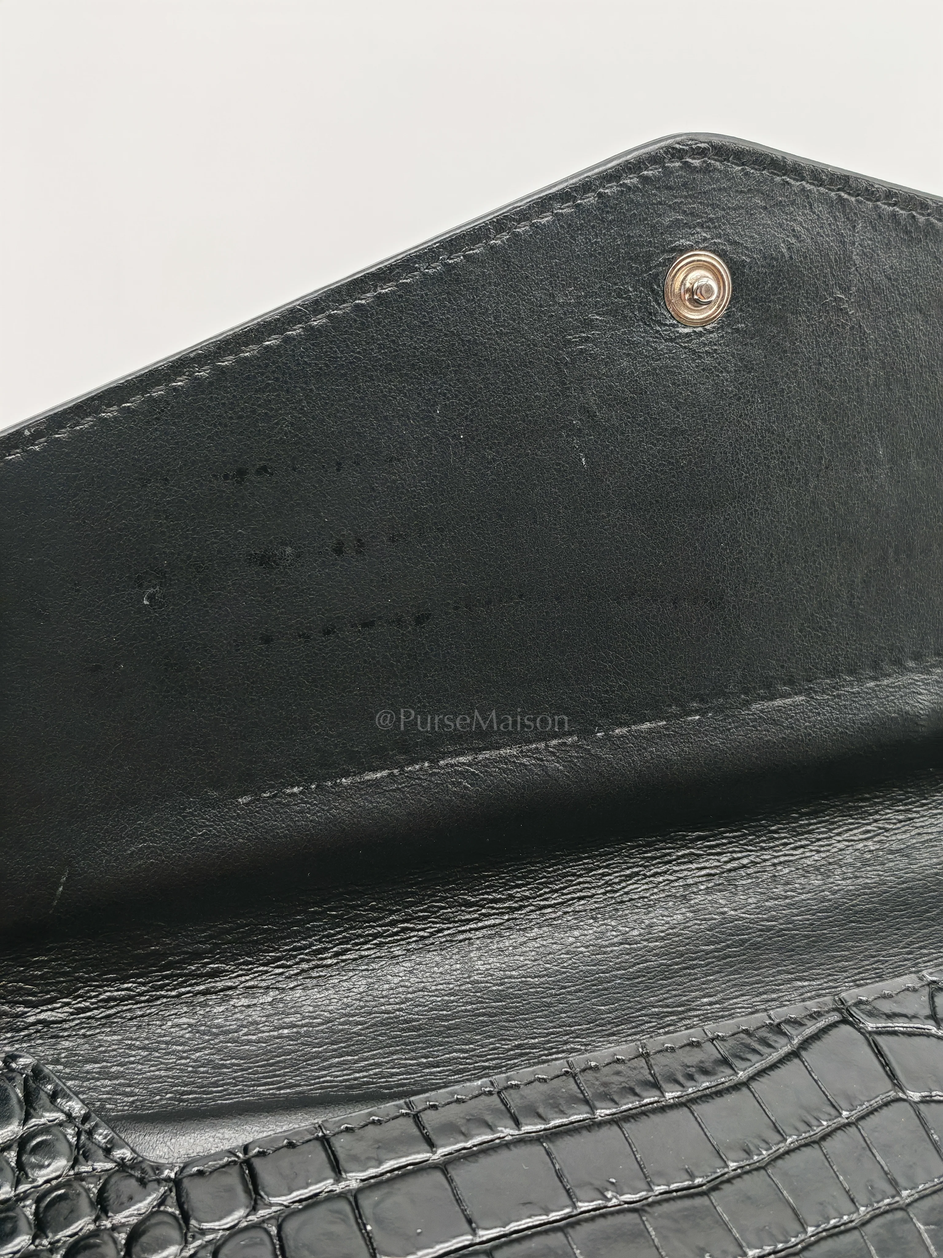 Yves Saint Laurent Uptown Clutch in Black Croc-embossed Calfskin Leather & Silver Hardware - Image 24