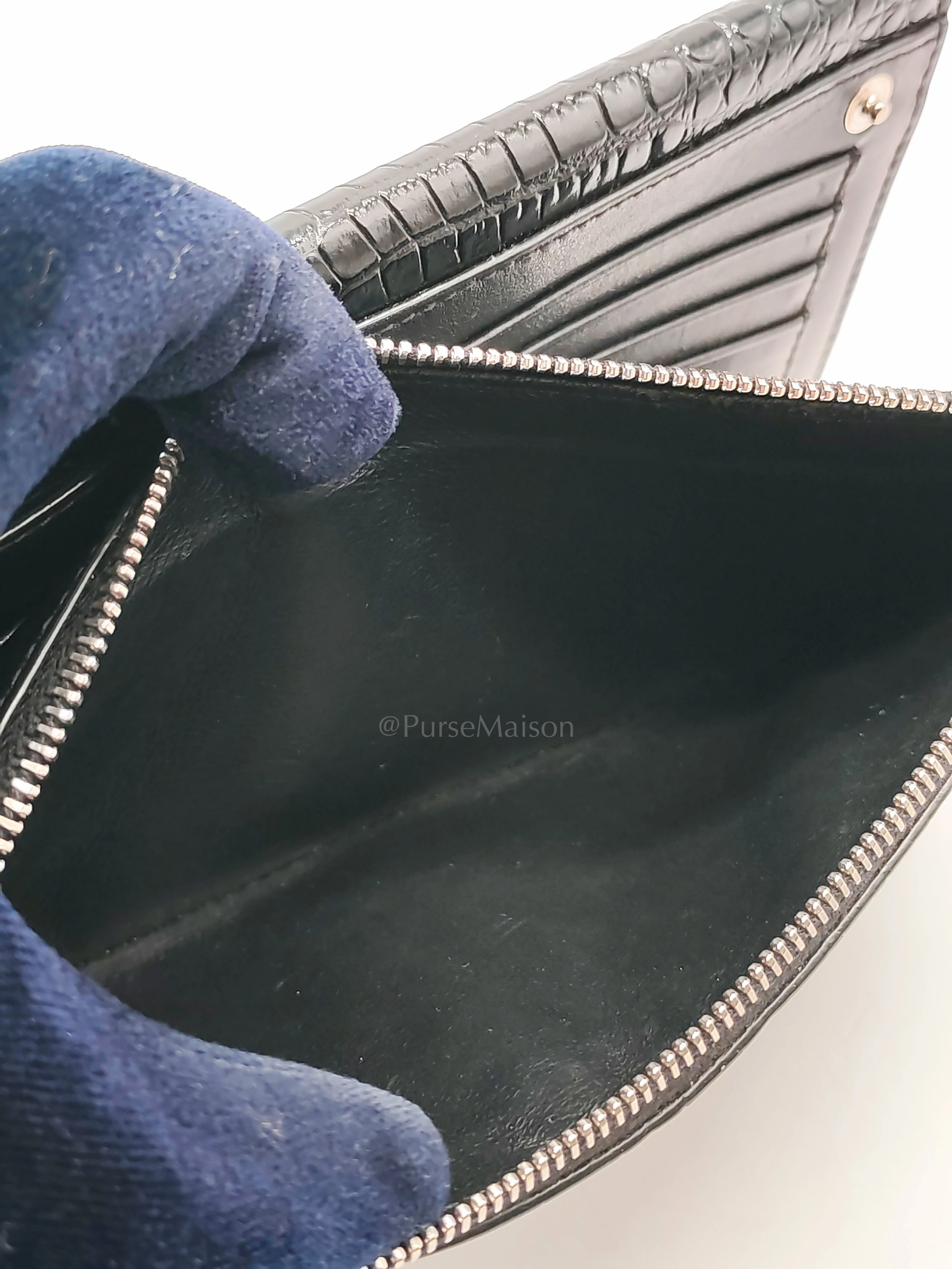 Yves Saint Laurent Uptown Clutch in Black Croc-embossed Calfskin Leather & Silver Hardware - Image 26