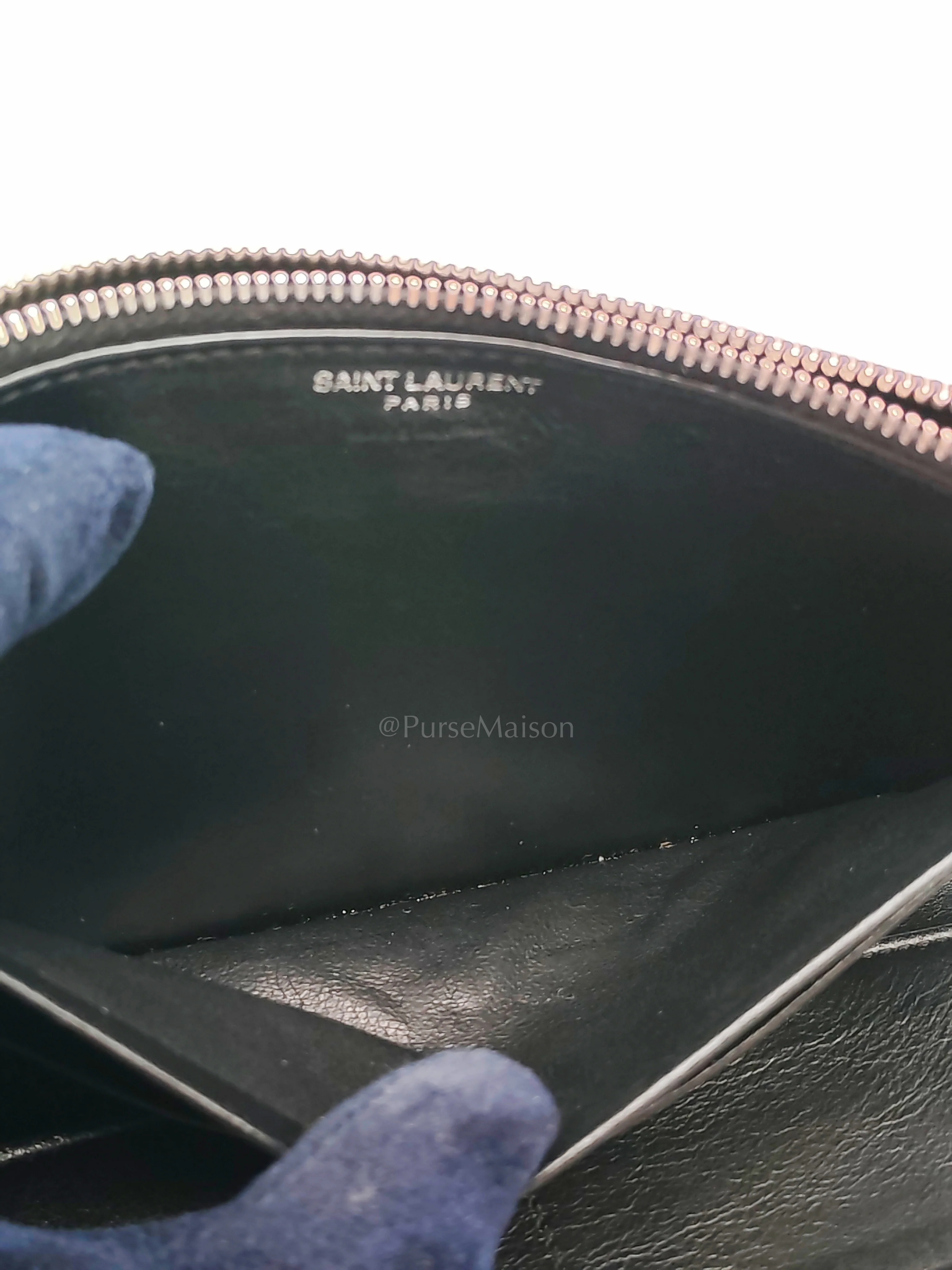 Yves Saint Laurent Uptown Clutch in Black Croc-embossed Calfskin Leather & Silver Hardware - Image 35