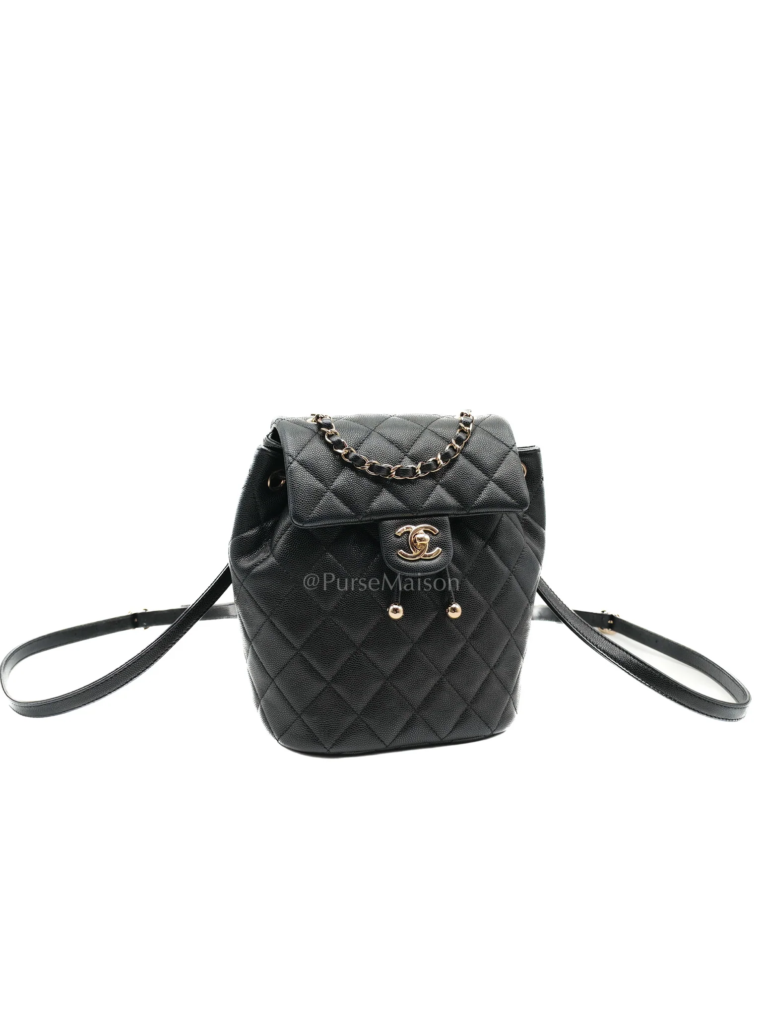 Chanel Urban Spirit Backpack Mini in Black Quilted Caviar Leather & Light Gold Hardware Microchip - Image 3