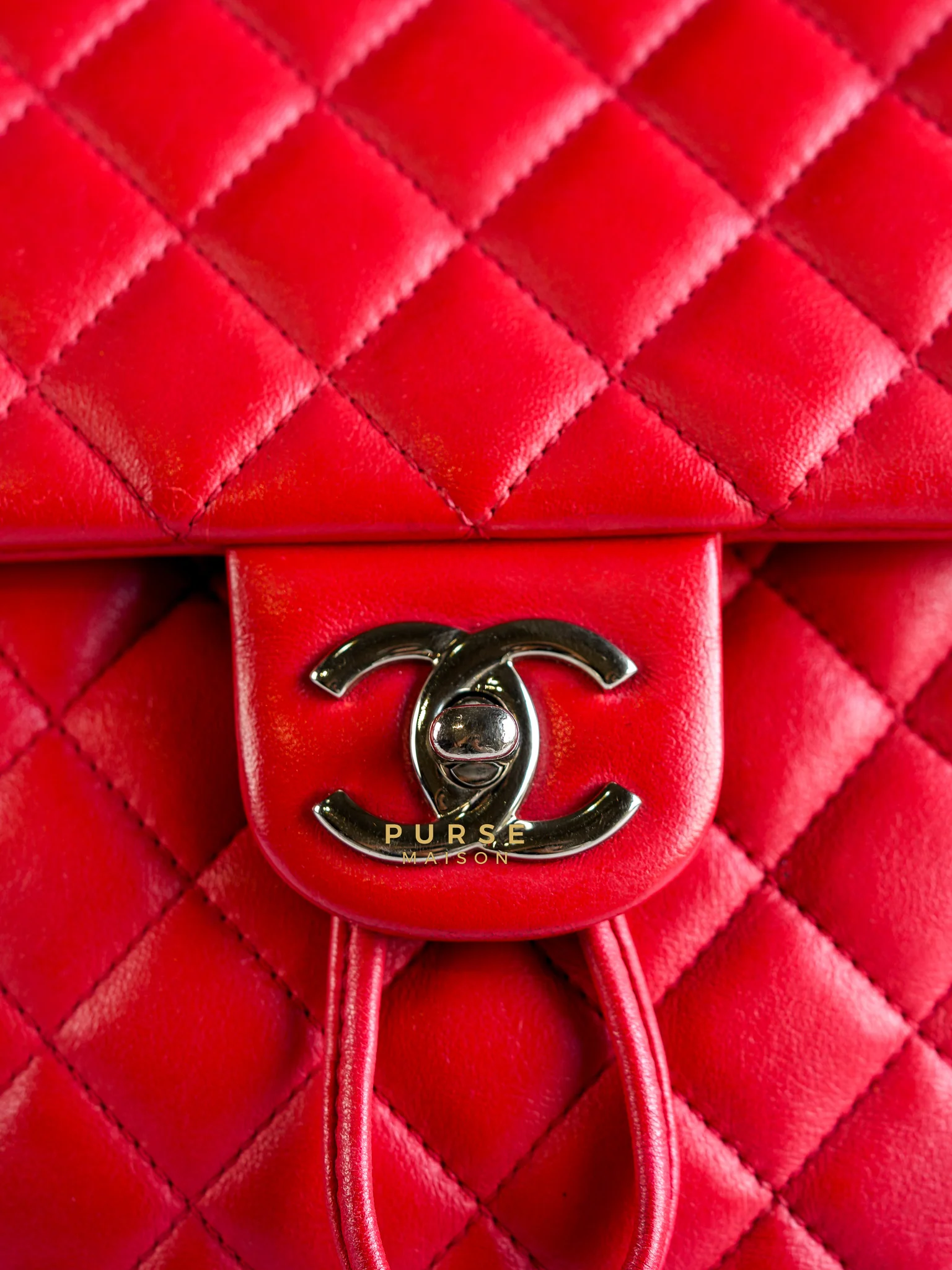 Chanel Urban Spirit Red Lambskin Leather and Silver Hardware Series 22 - Image 13