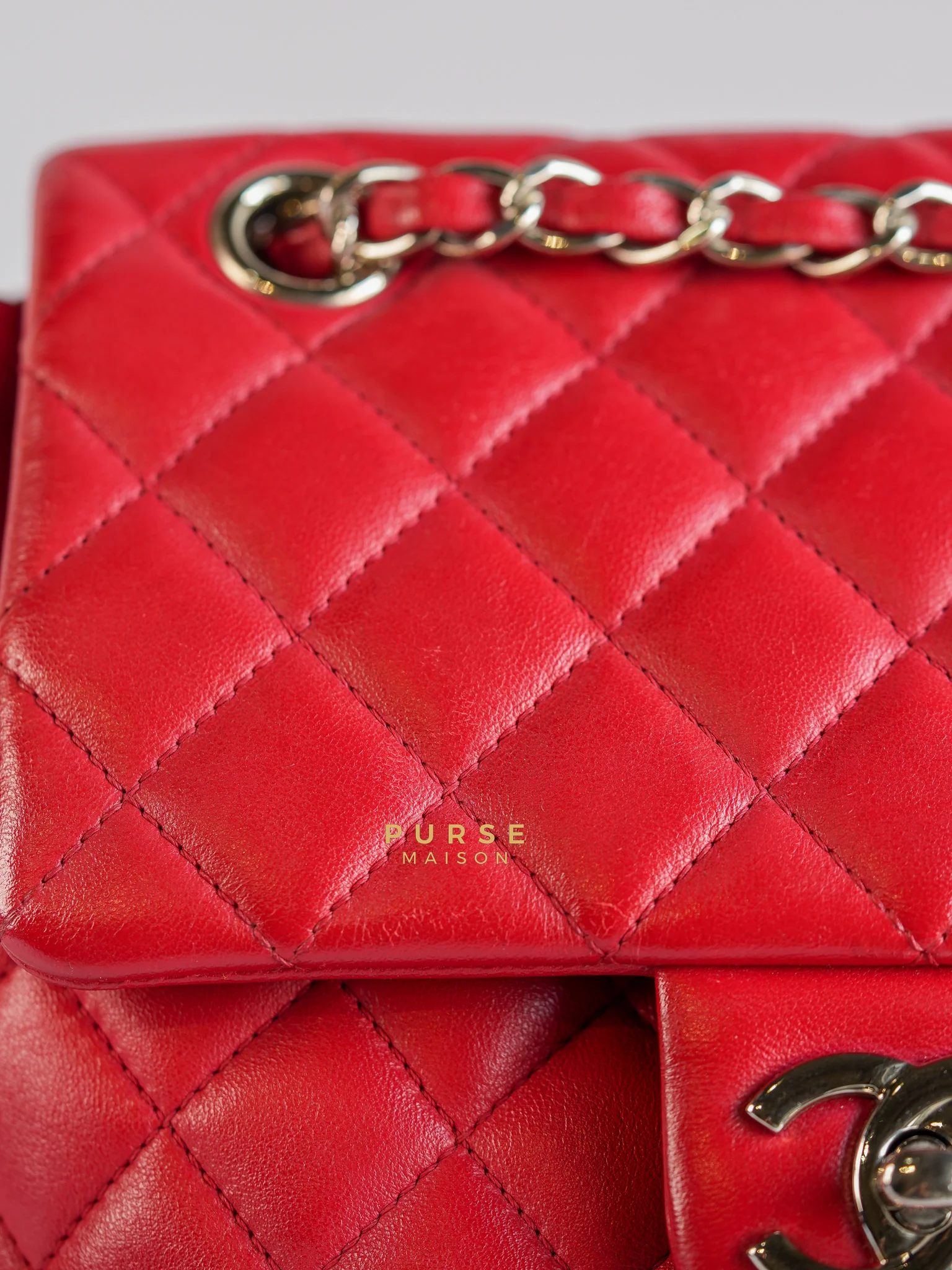 Chanel Urban Spirit Red Lambskin Leather and Silver Hardware Series 22 - Image 14
