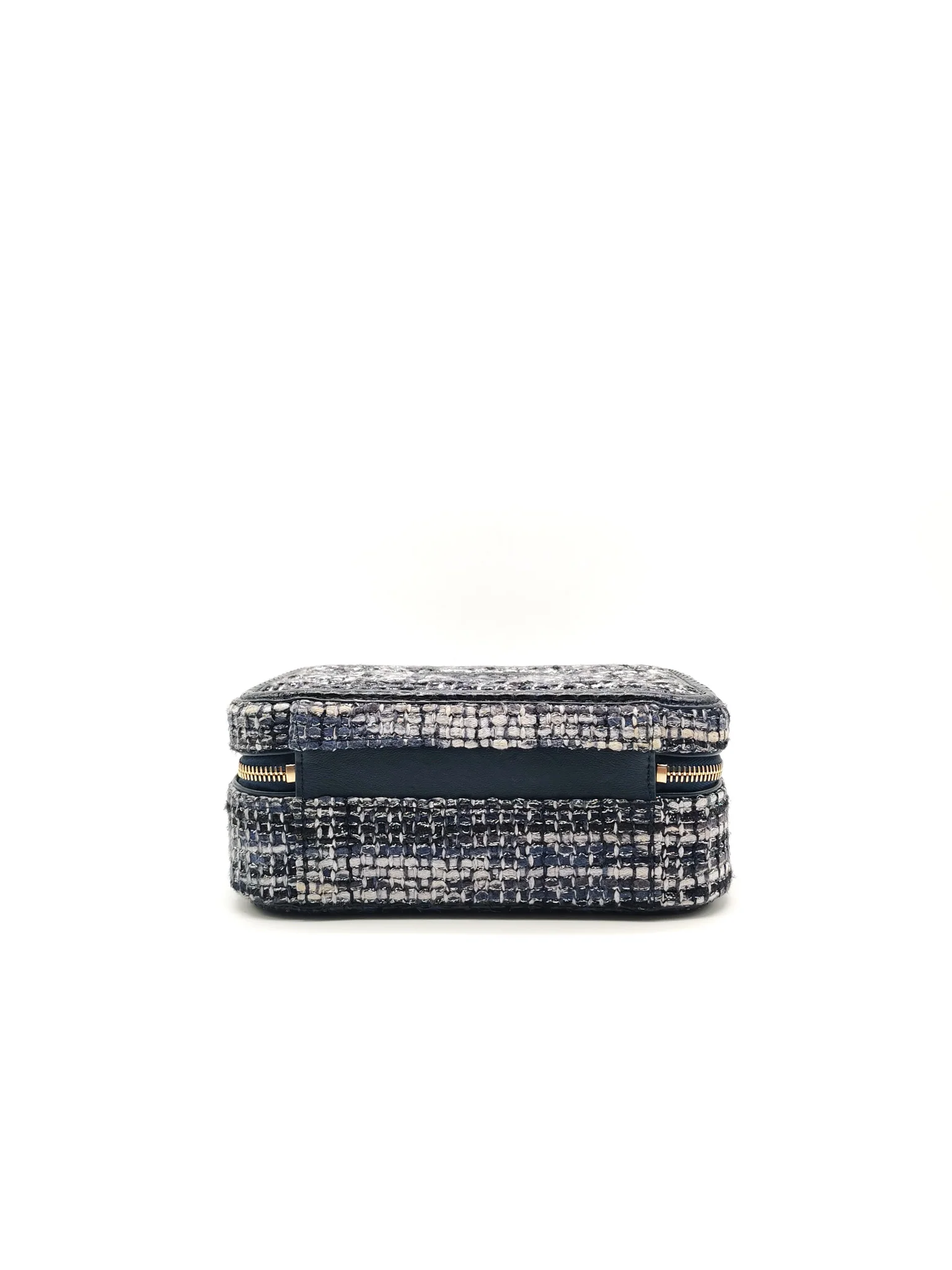 Chanel Vanity Case Filigree Medium in Navy Tweed Python Aged Gold Hardware (Series 25) - Image 7