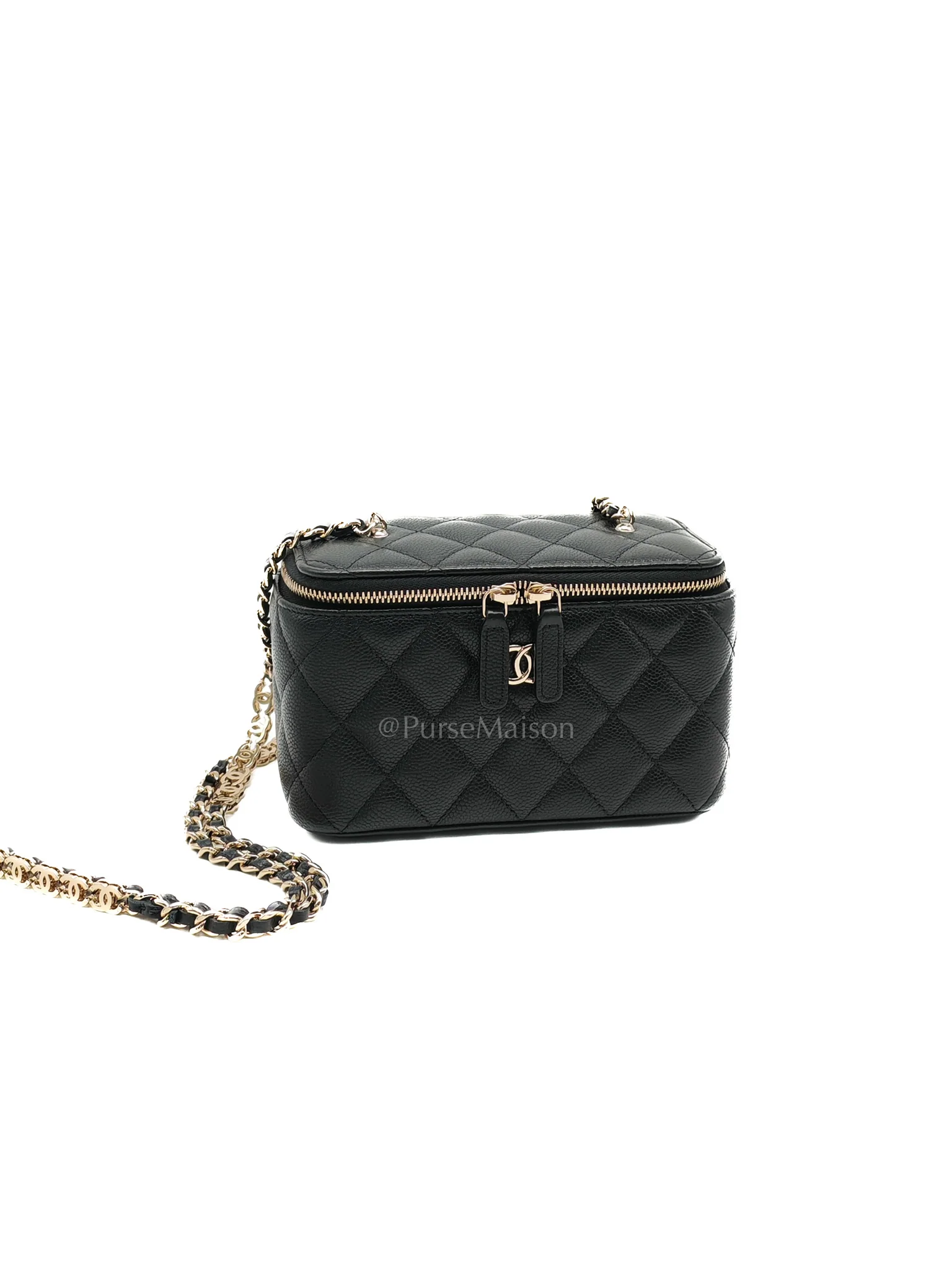 Chanel Vanity Case Small in Black Caviar Leather Light Gold Hardware (Series 31) - Image 3