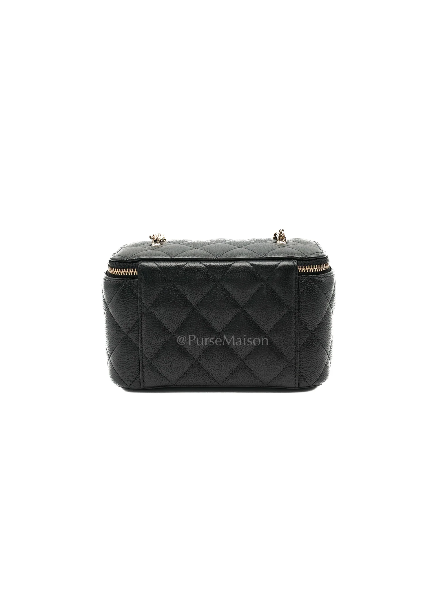 Chanel Vanity Case Small in Black Caviar Leather Light Gold Hardware (Series 31) - Image 4