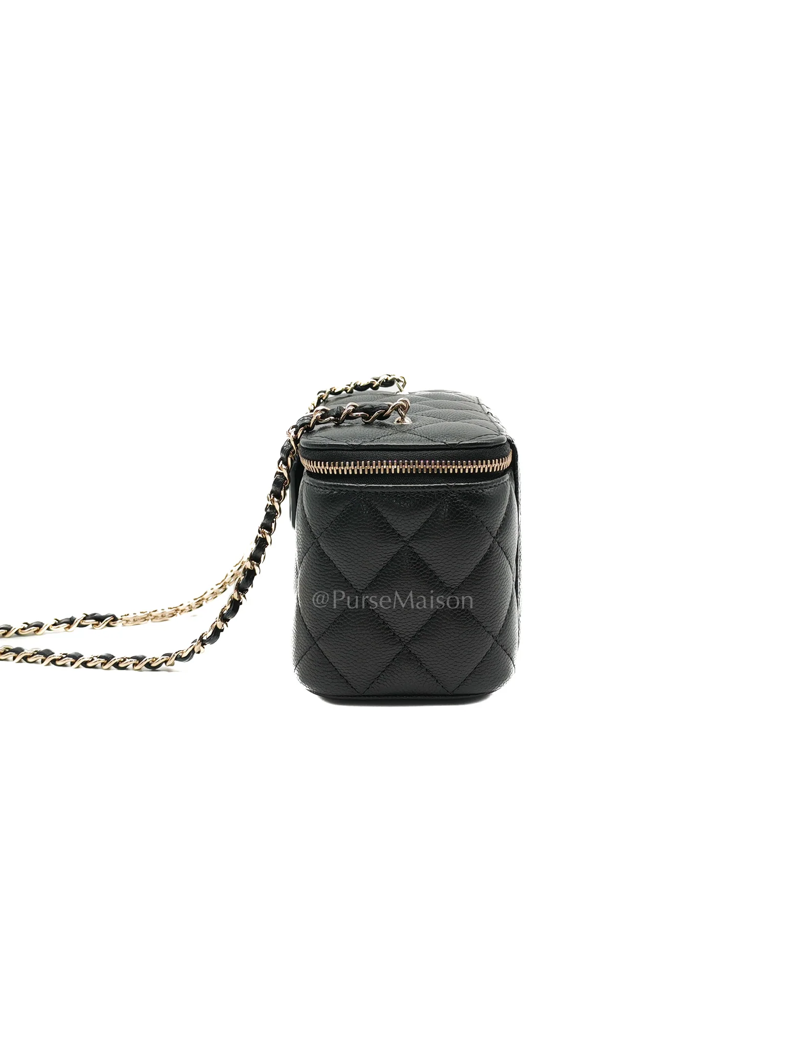Chanel Vanity Case Small in Black Caviar Leather Light Gold Hardware (Series 31) - Image 5