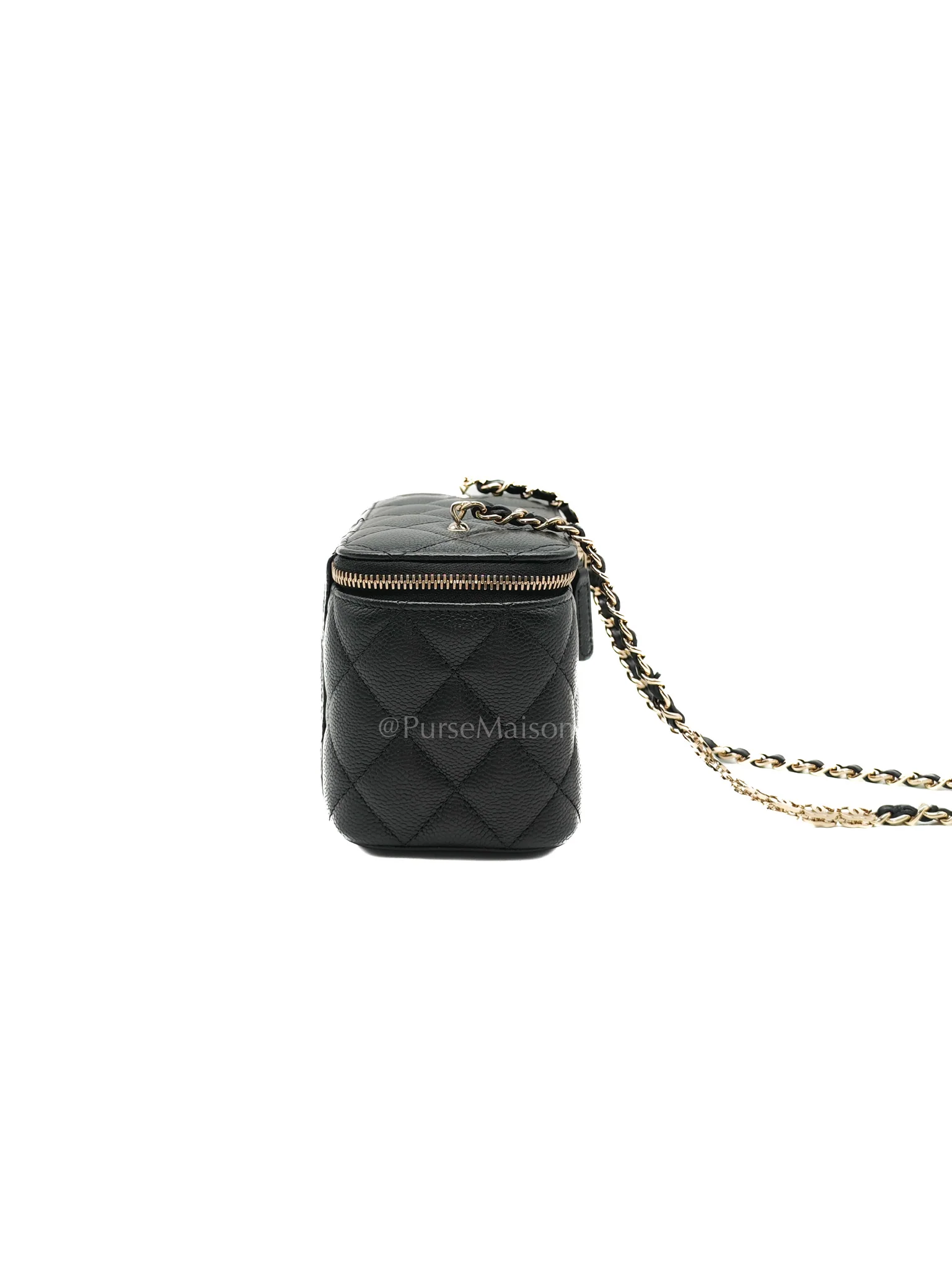 Chanel Vanity Case Small in Black Caviar Leather Light Gold Hardware (Series 31) - Image 6