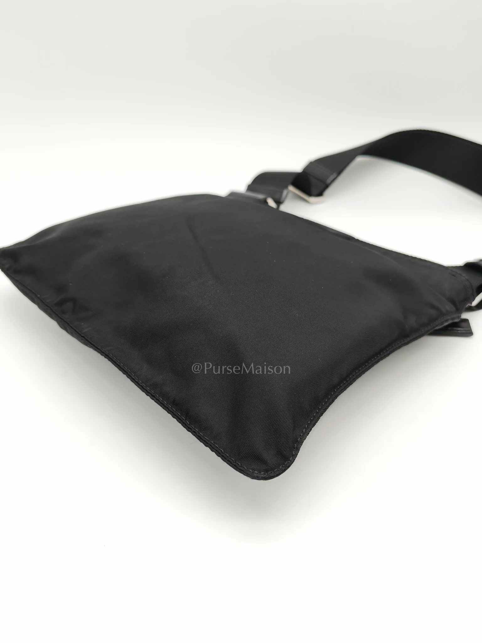 Prada Vela Flat Messenger Bag in Black Nylon Canvas - Image 11