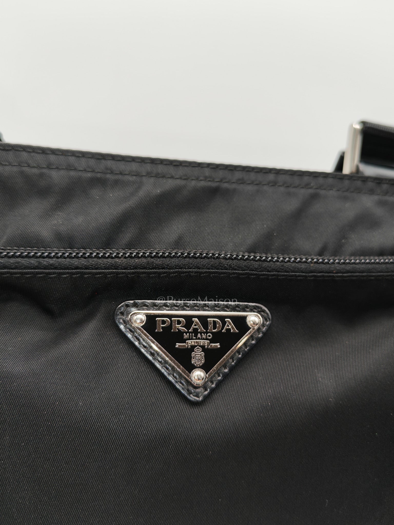 Prada Vela Flat Messenger Bag in Black Nylon Canvas - Image 12