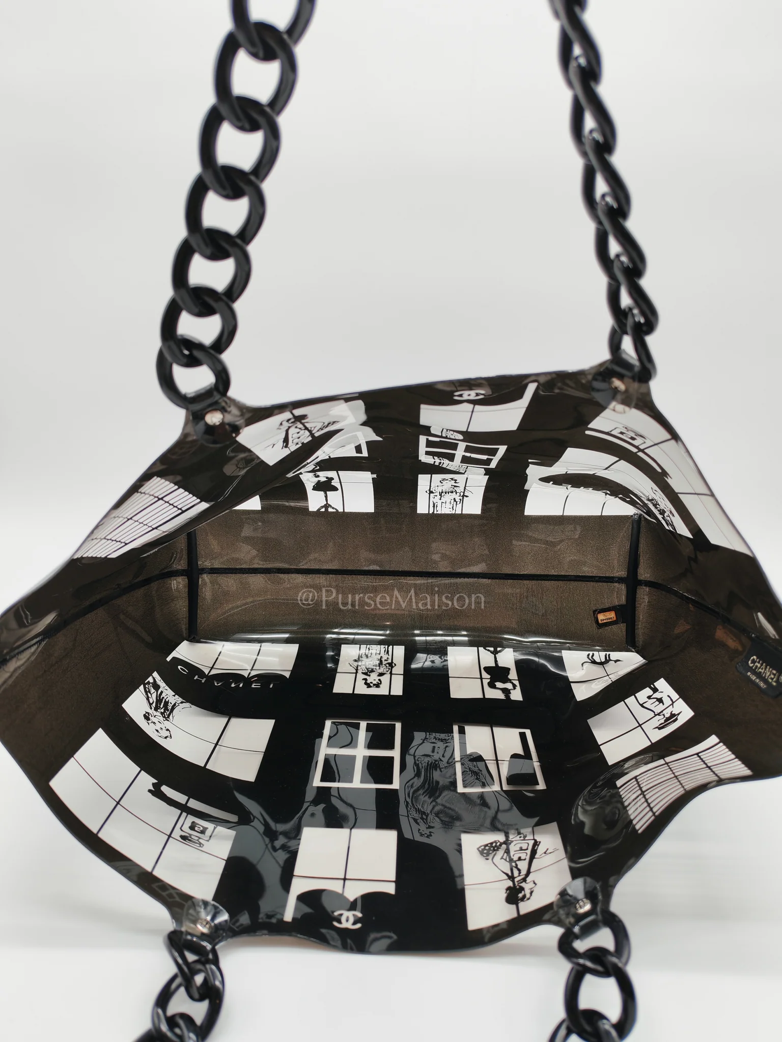Chanel Vinyl Coco Window Tote Bag with Free Cosmetic Pouch in Silver Hardware (Series 8) - Image 14