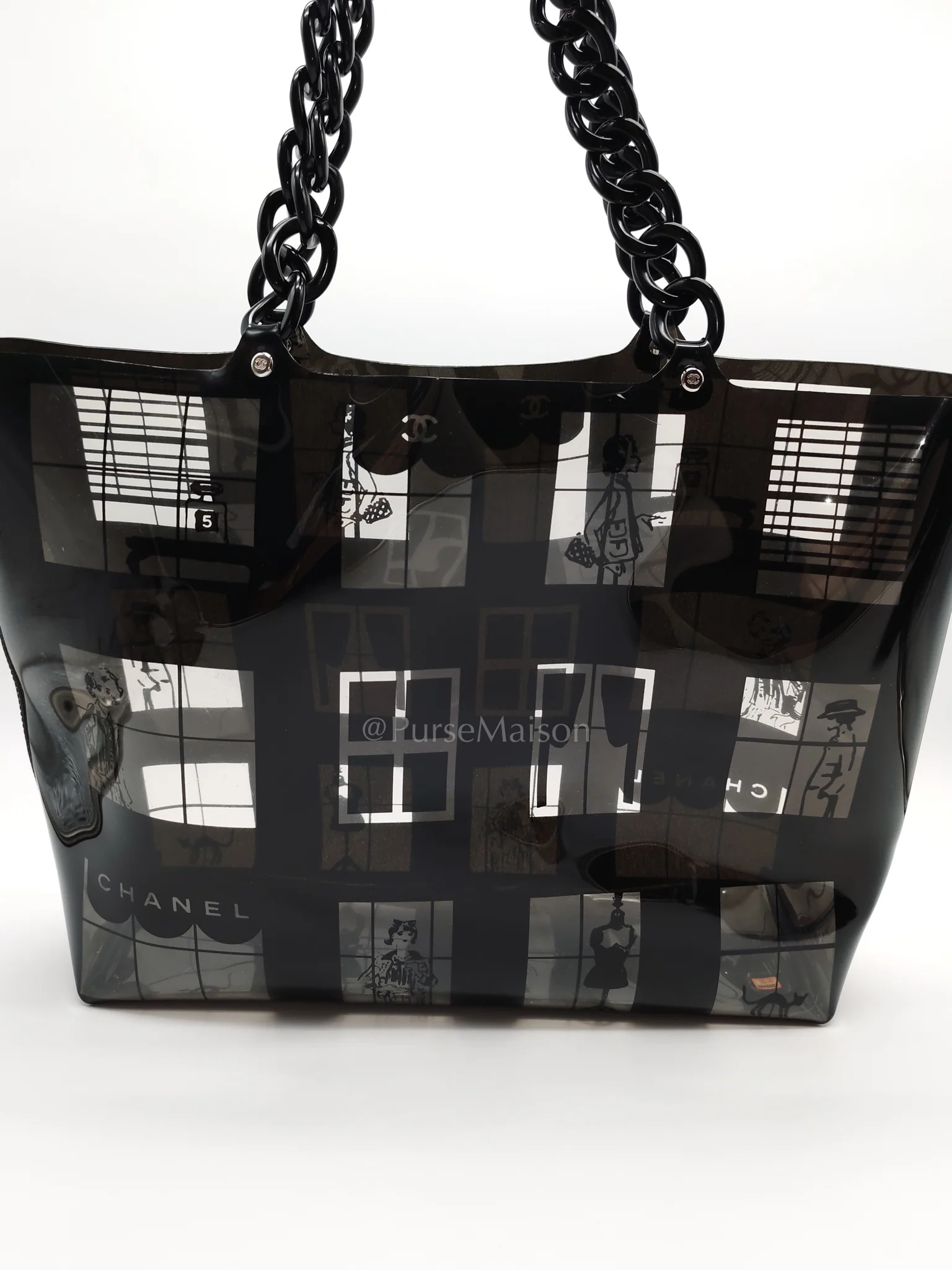 Chanel Vinyl Coco Window Tote Bag with Free Cosmetic Pouch in Silver Hardware (Series 8) - Image 17
