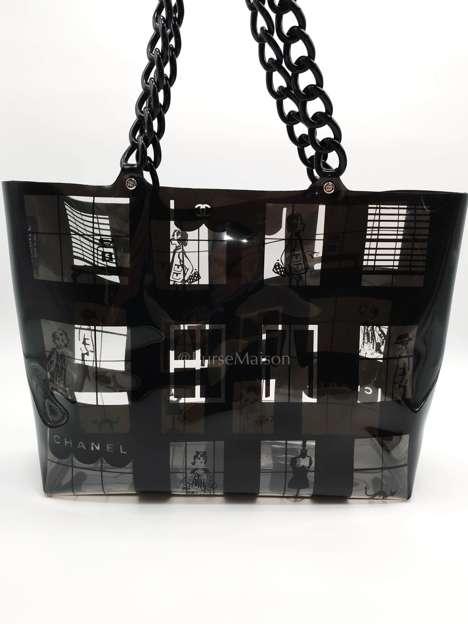 Chanel Vinyl Coco Window Tote Bag with Free Cosmetic Pouch in Silver Hardware (Series 8) - Image 18