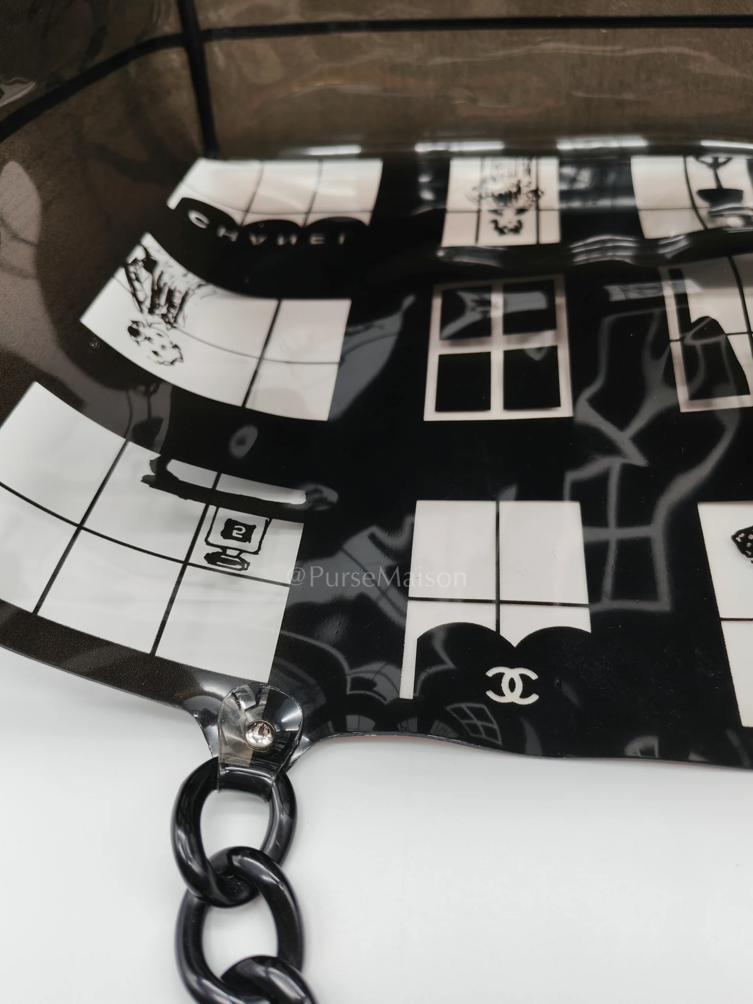 Chanel Vinyl Coco Window Tote Bag with Free Cosmetic Pouch in Silver Hardware (Series 8) - Image 23