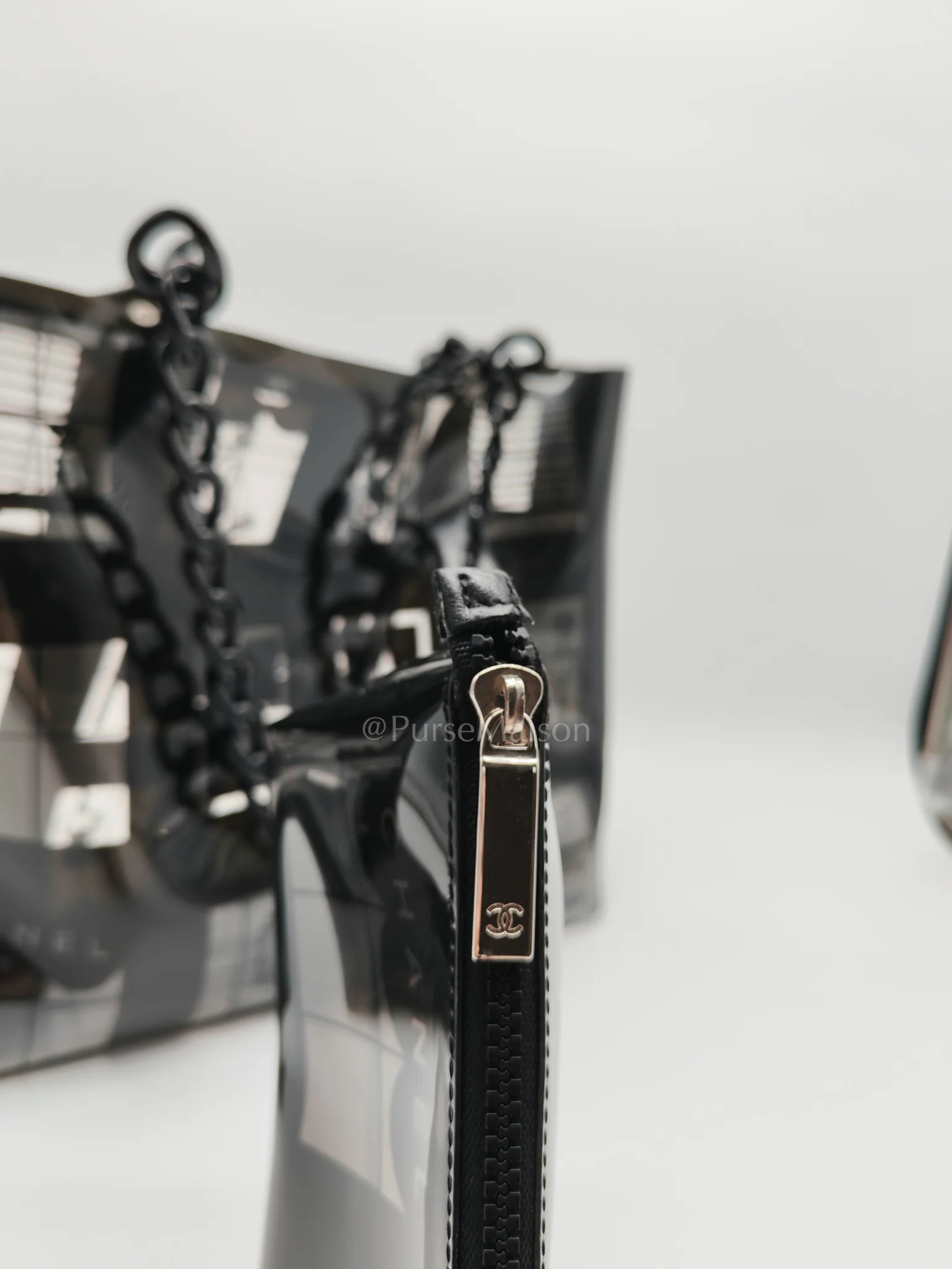 Chanel Vinyl Coco Window Tote Bag with Free Cosmetic Pouch in Silver Hardware (Series 8) - Image 26