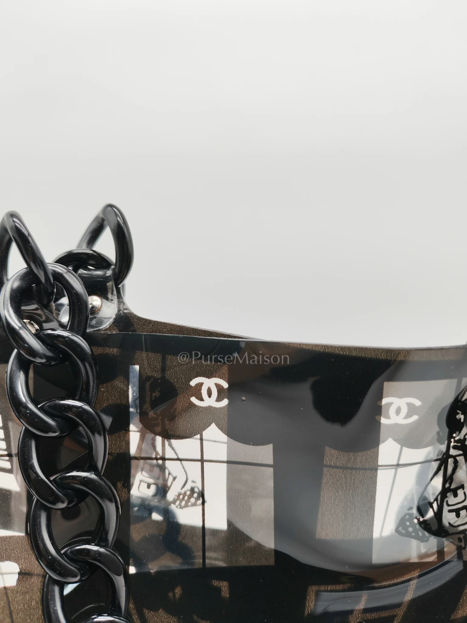 Chanel Vinyl Coco Window Tote Bag with Free Cosmetic Pouch in Silver Hardware (Series 8) - Image 31