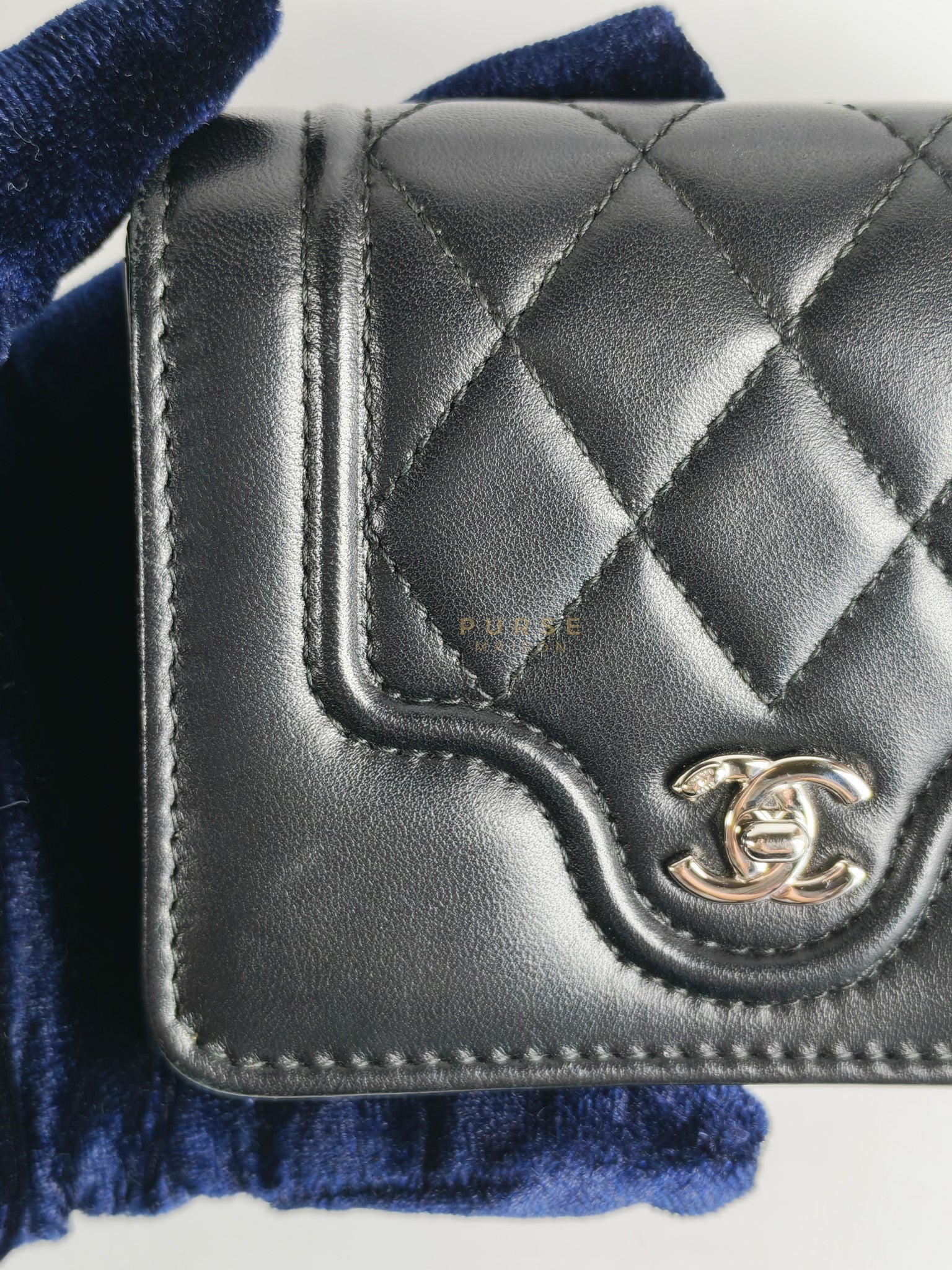 Chanel Matelasse Lambskin Leather Flap Cardholder Silver Hardware Series 24 - Image 14