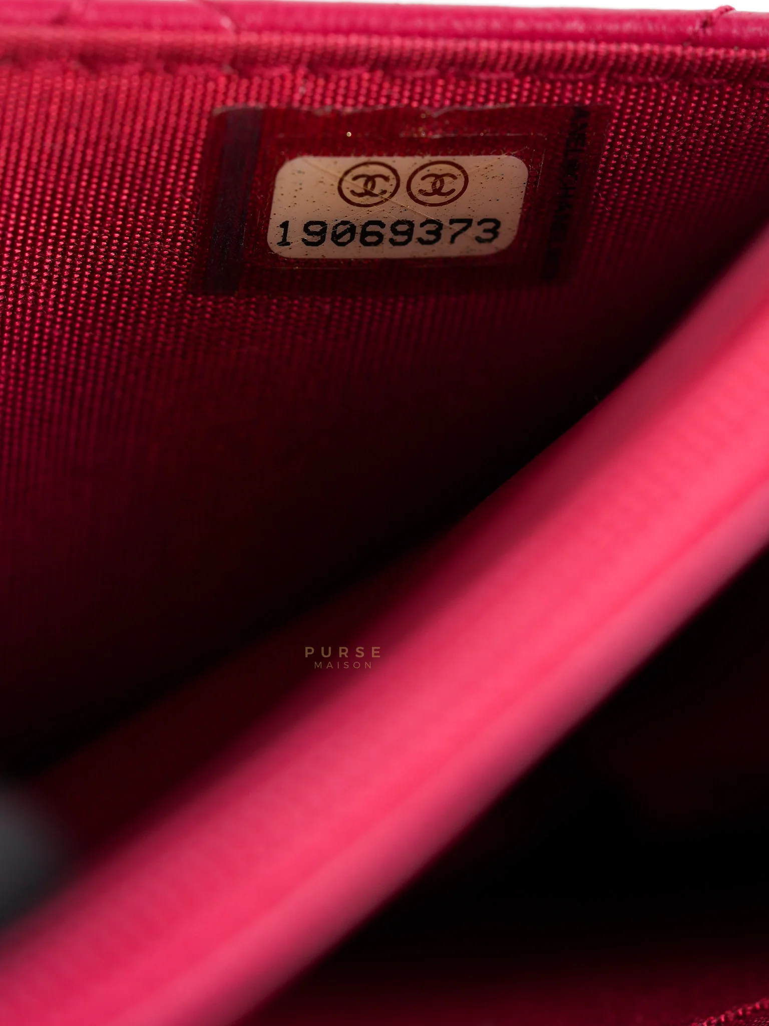 Chanel Fancy Wallet on Chain WOC Dark Pink Top Stitched Embroidered Lambskin Leather in Silver Hardware Series 19 - Image 14