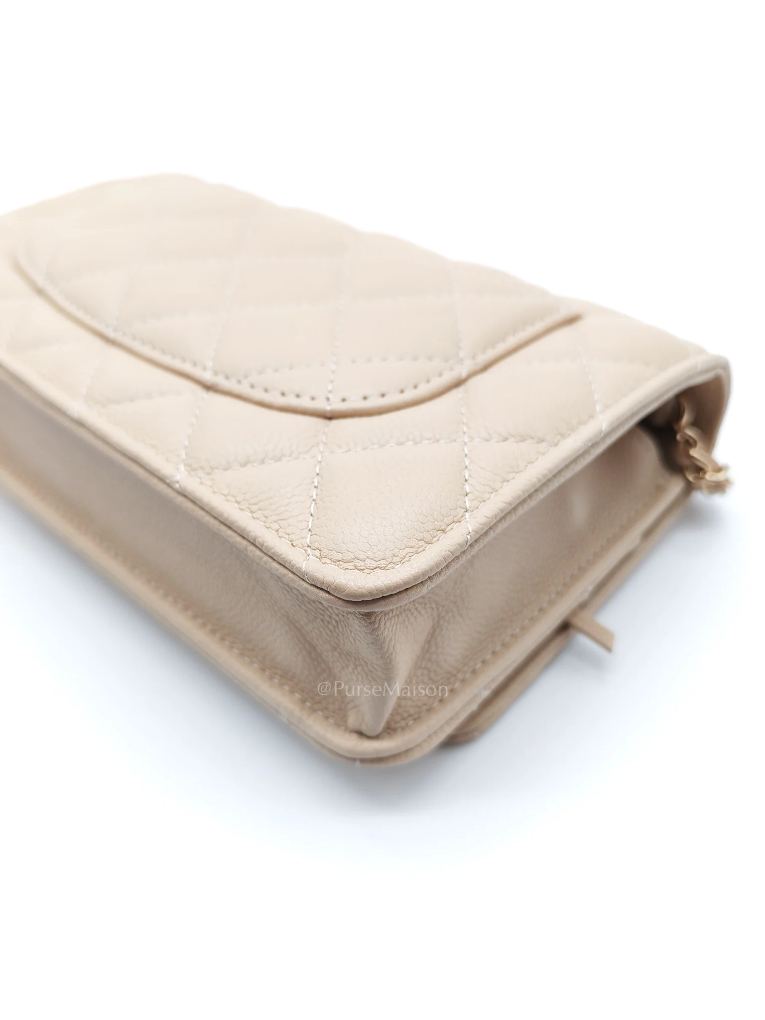 Chanel Wallet On Chain (WOC) in Beige Clair Quilted Caviar Leather and Gold Hardware Microchip - Image 13