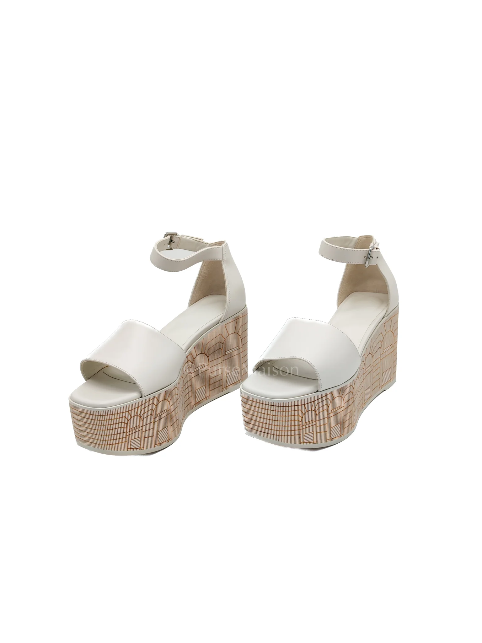 Hermes Illusion Blanc Wedge Sandals Size 38EU (24CM) - Image 2