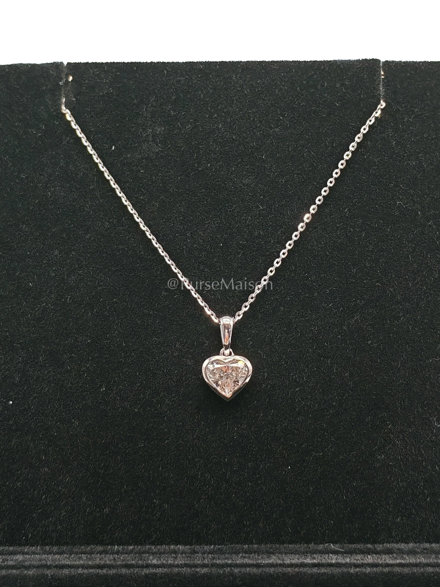 Diamond 18k 1.56gms. 0.51cts. VS1 to VVS1 (Clarity) E to H (Color) Natural Diamond White Gold Necklace (18 inches) - Image 2