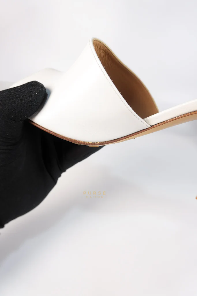 Bottega Veneta Stretch Mule Sandals White in Lambskin Leather Size 39 EU (24.5 cm) - Image 12
